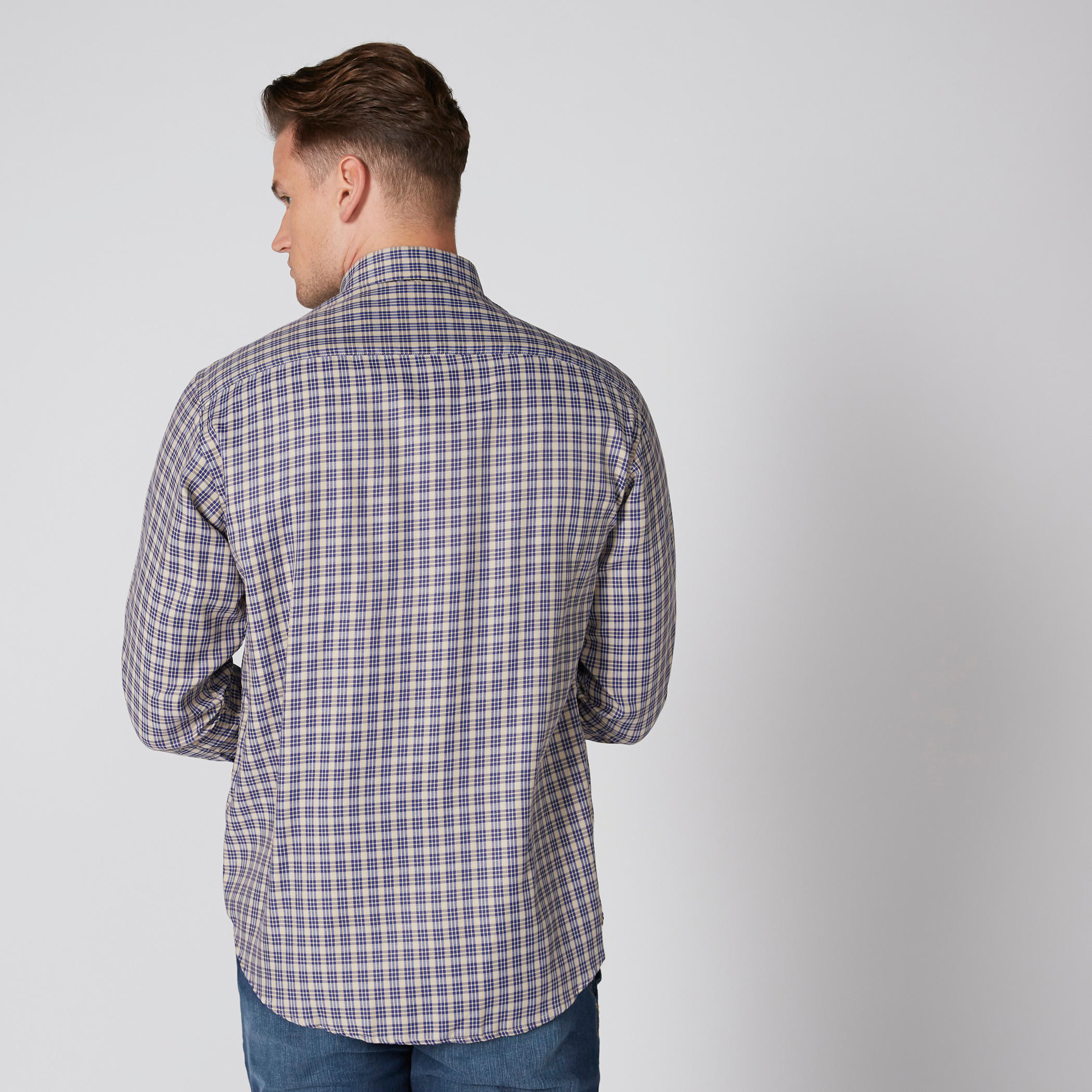 Chequered Shirt with Complete Placket and Long Sleeves-men-clothing-shirts-image-2