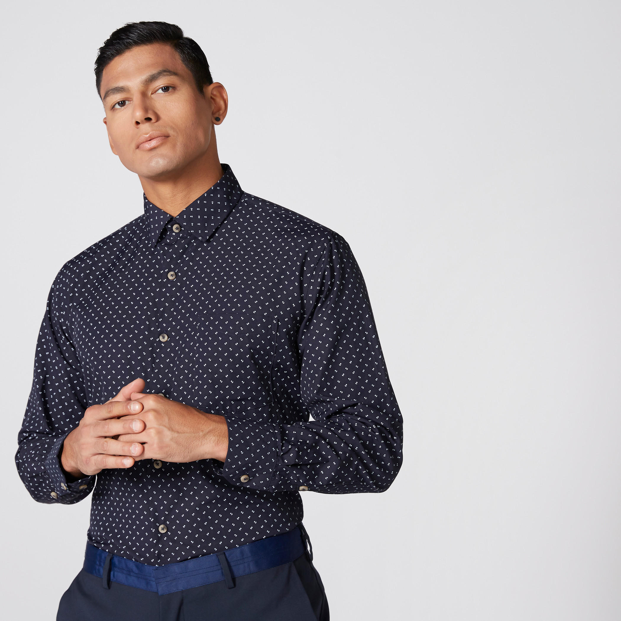 Printed Shirt with Long Sleeves and Complete Placket-men-clothing-shirts-image-3