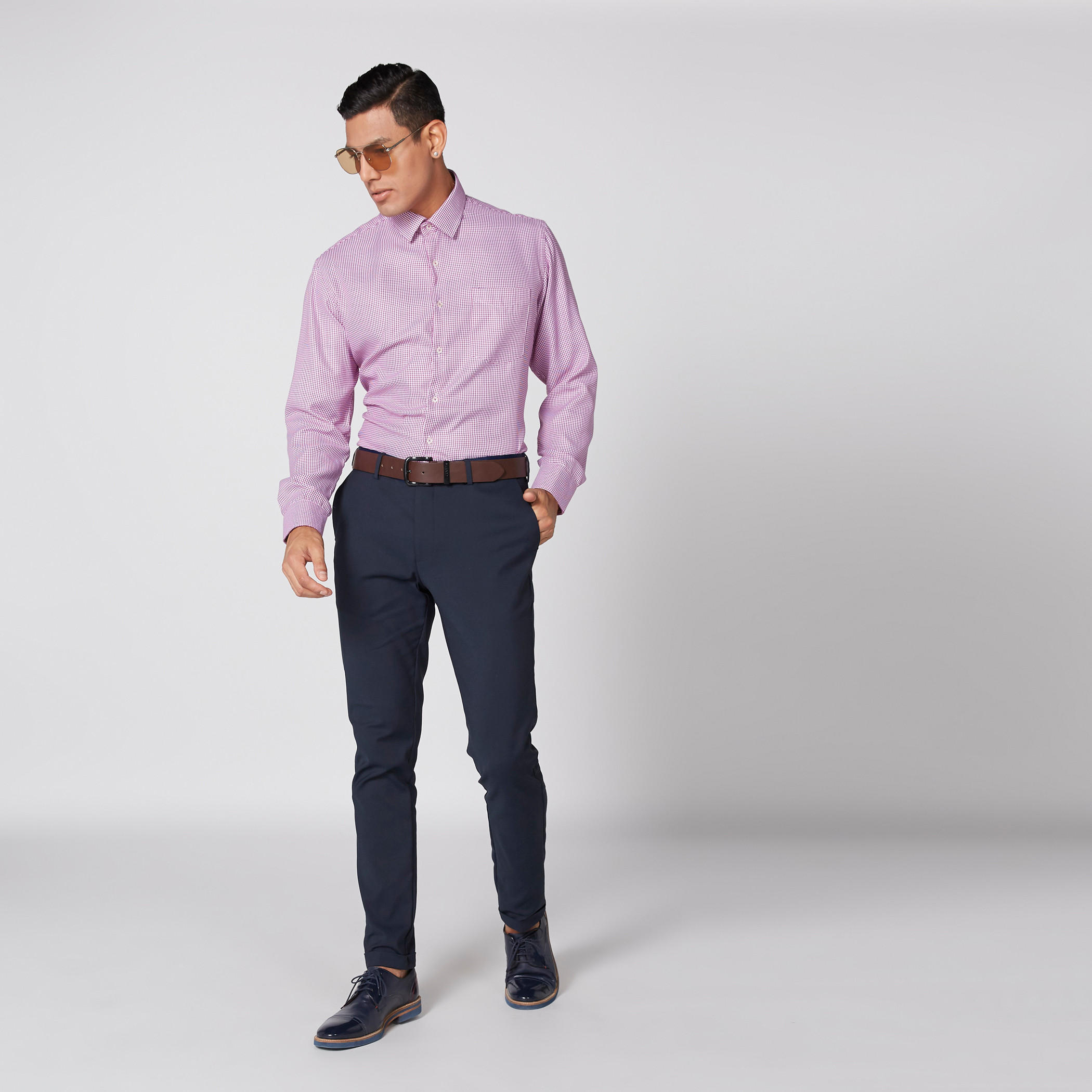 قميص كاروهات أكمام طويلة وأزرار-men-clothing-shirts-image-1