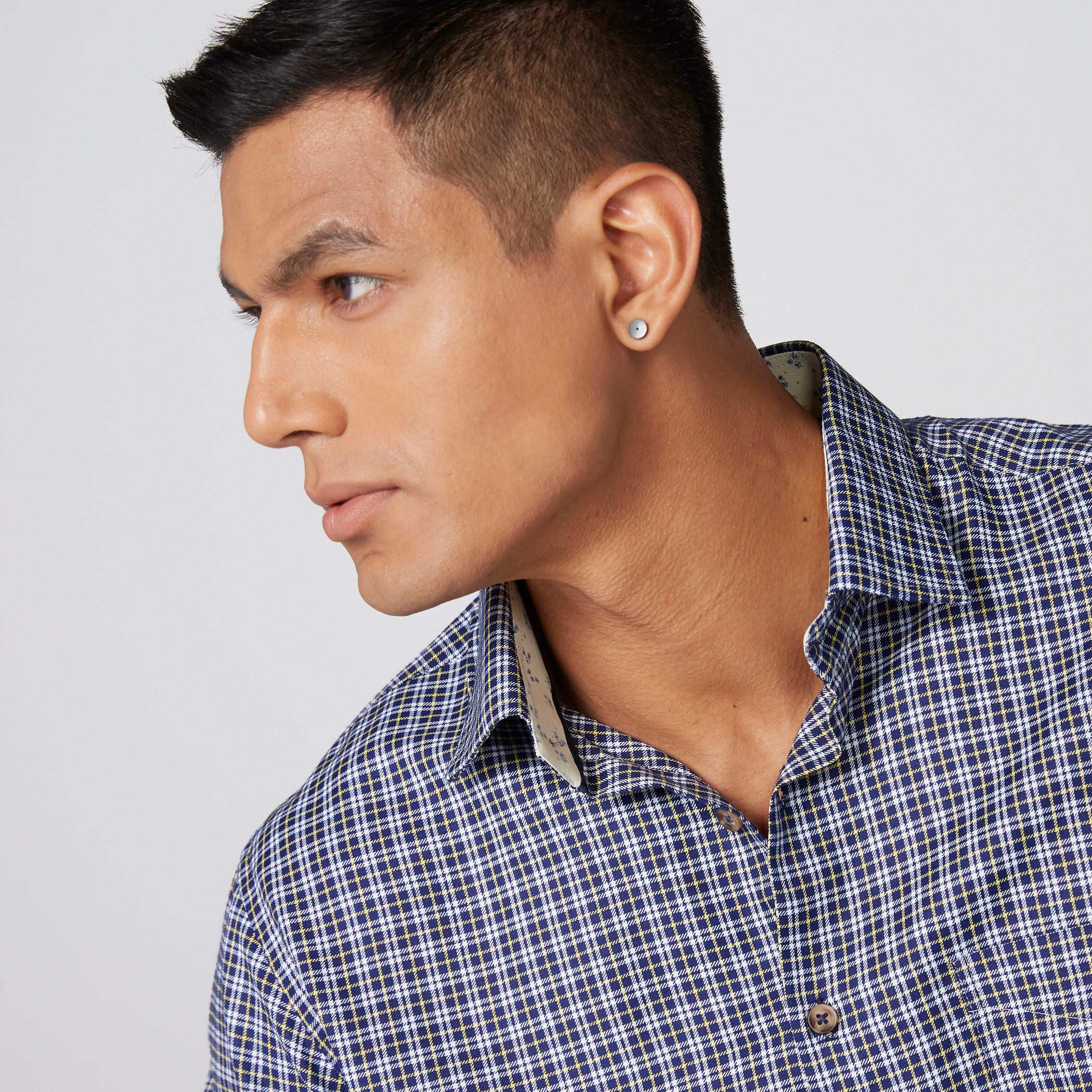 Chequered Shirt with Long Sleeves and Complete Placket-men-clothing-shirts-image-4