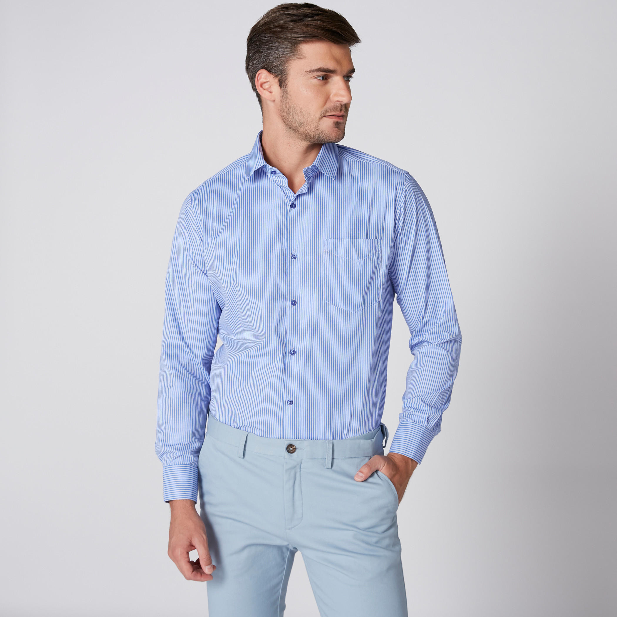 Striped Shirt with Long Sleeves and Complete Placket-men-clothing-shirts-image-3