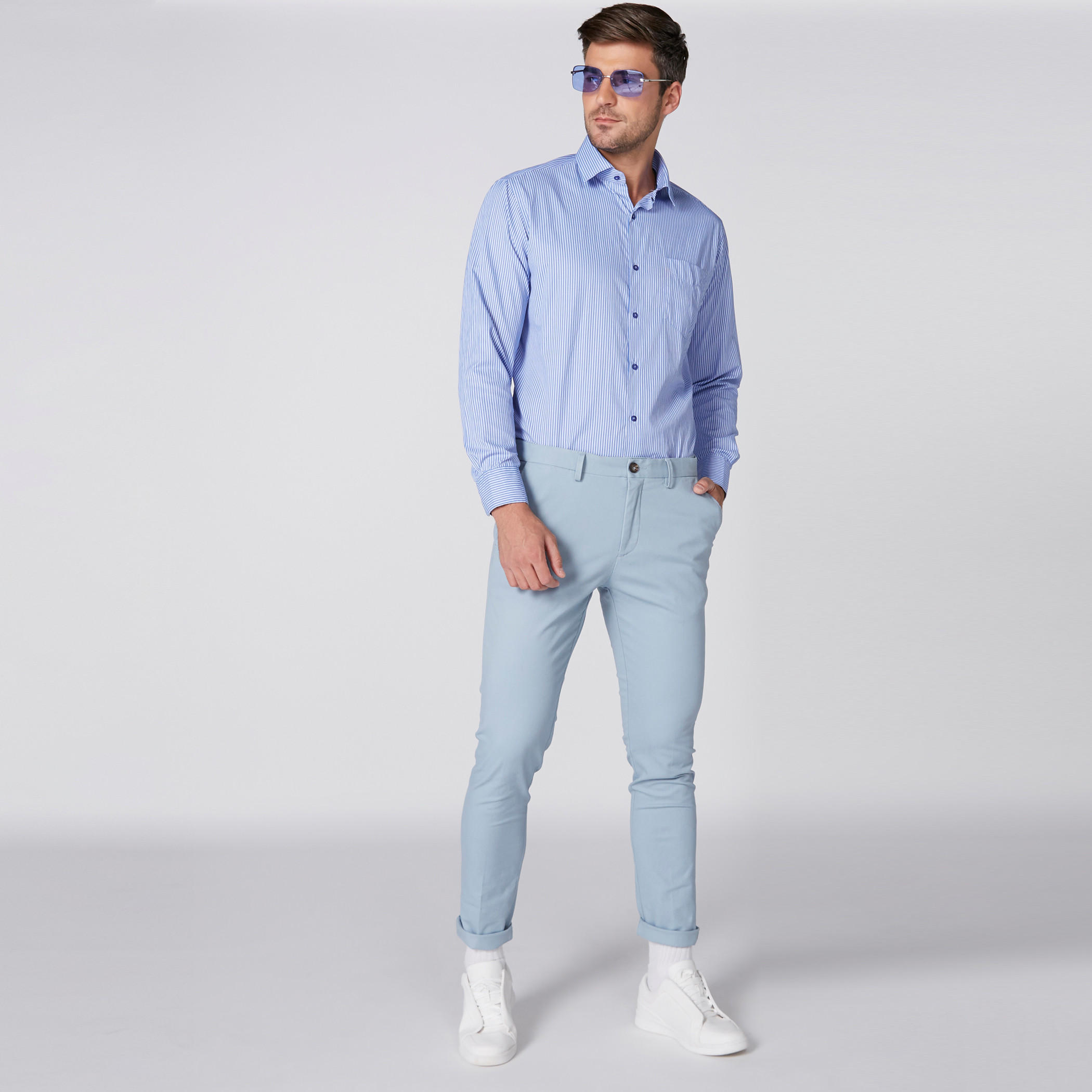 Striped Shirt with Long Sleeves and Complete Placket-men-clothing-shirts-image-1