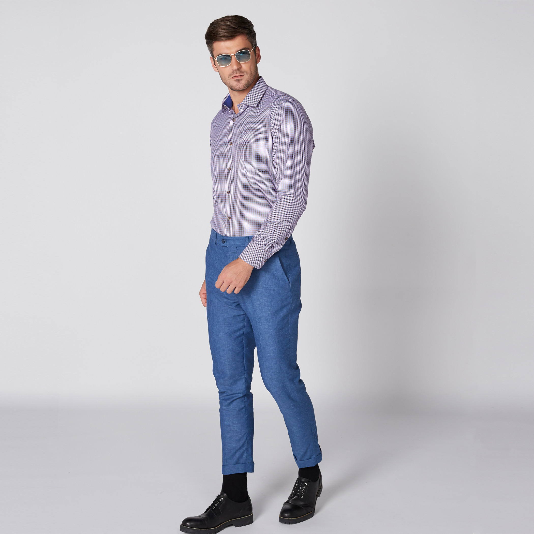 قميص كاروهات بأكمام طويلة وأزرار-men-clothing-shirts-image-1