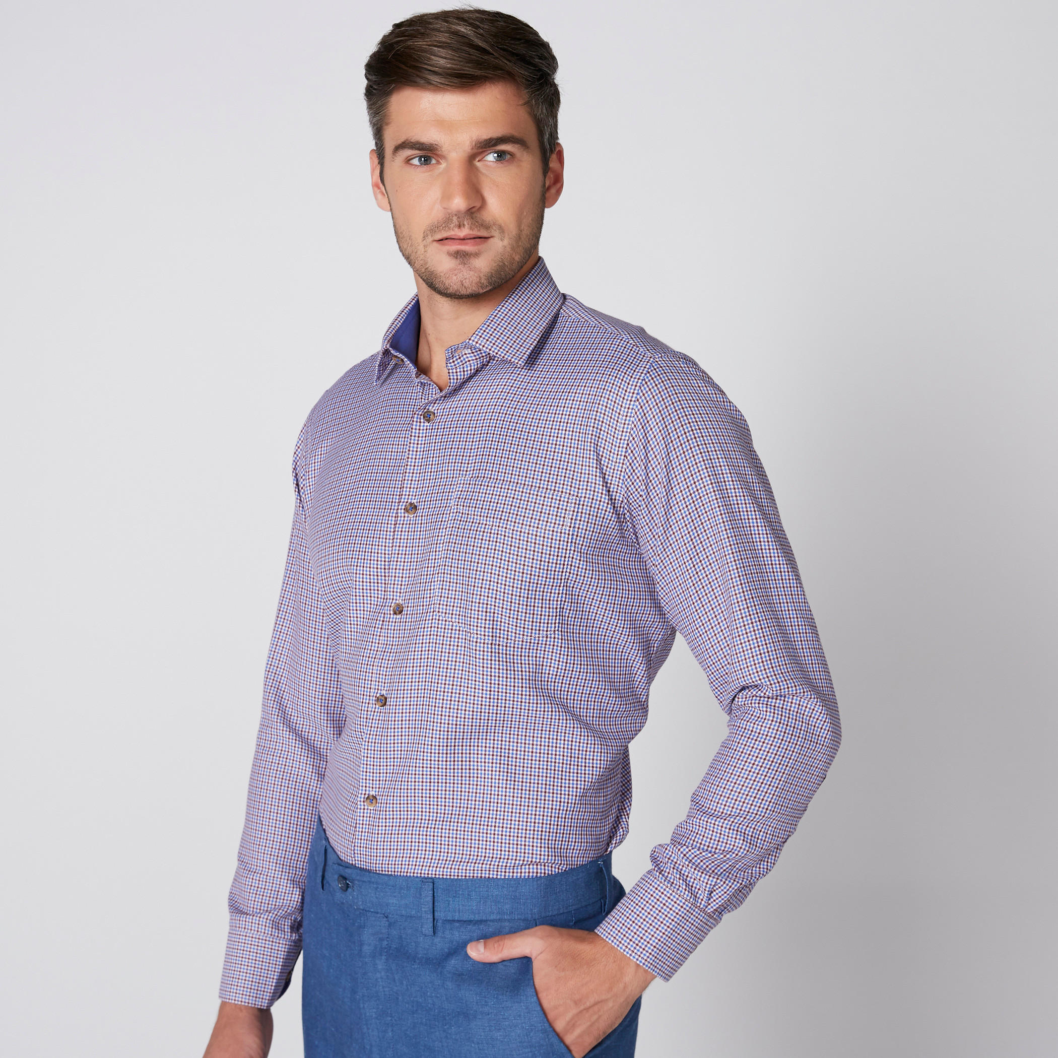 قميص كاروهات بأكمام طويلة وأزرار-men-clothing-shirts-image-4