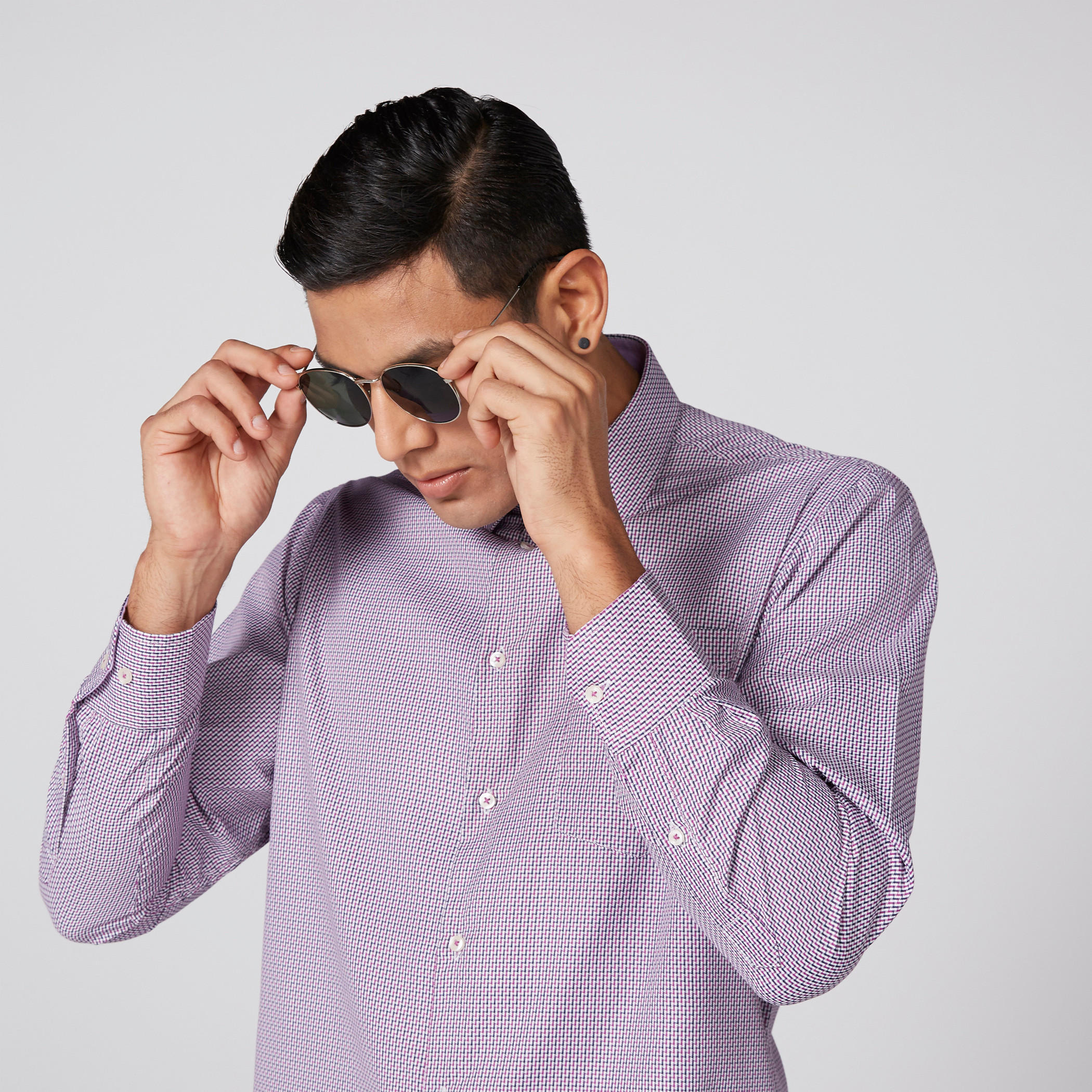قميص كاروهات أكمام طويلة وأزرار-men-clothing-shirts-image-1