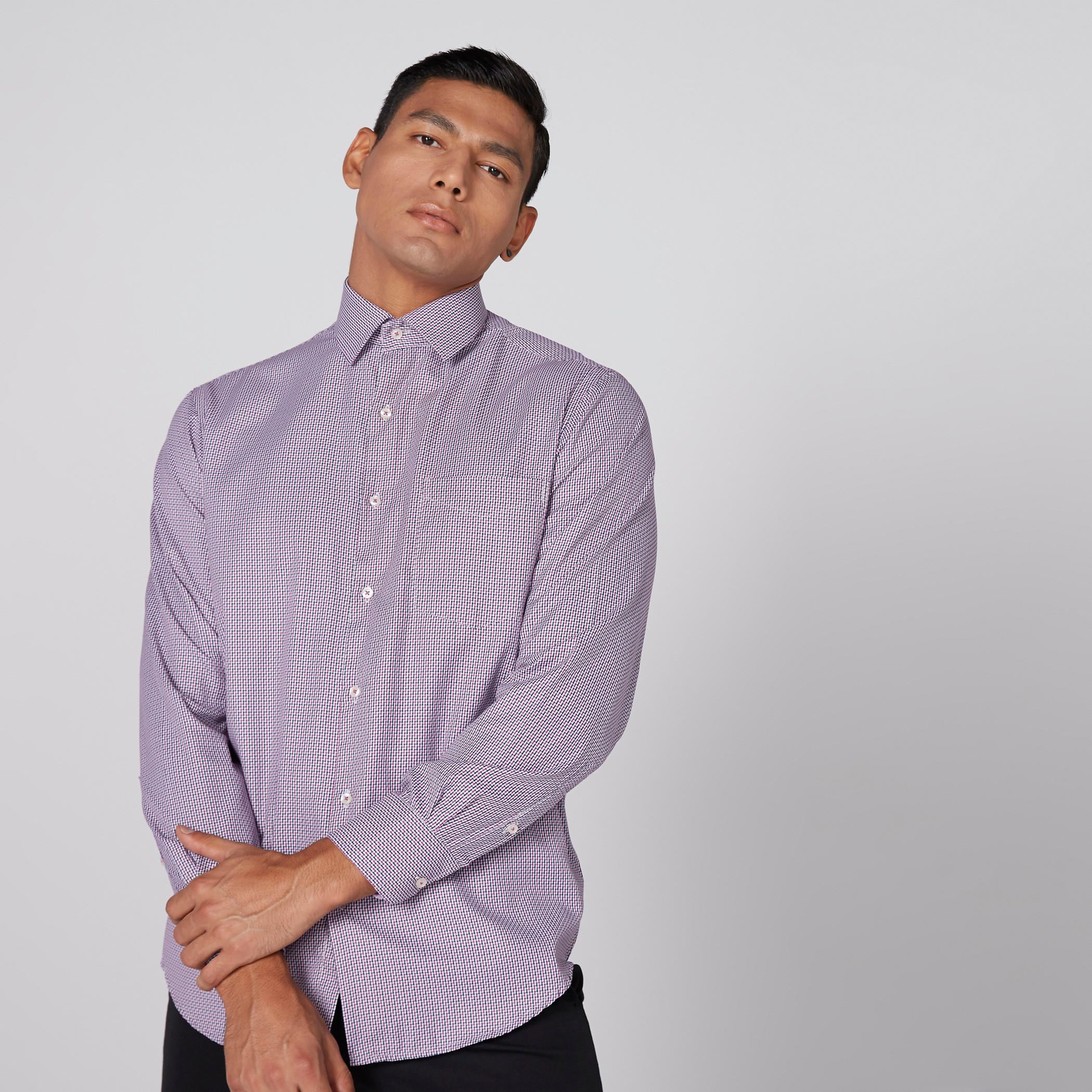 قميص كاروهات أكمام طويلة وأزرار-men-clothing-shirts-image-2