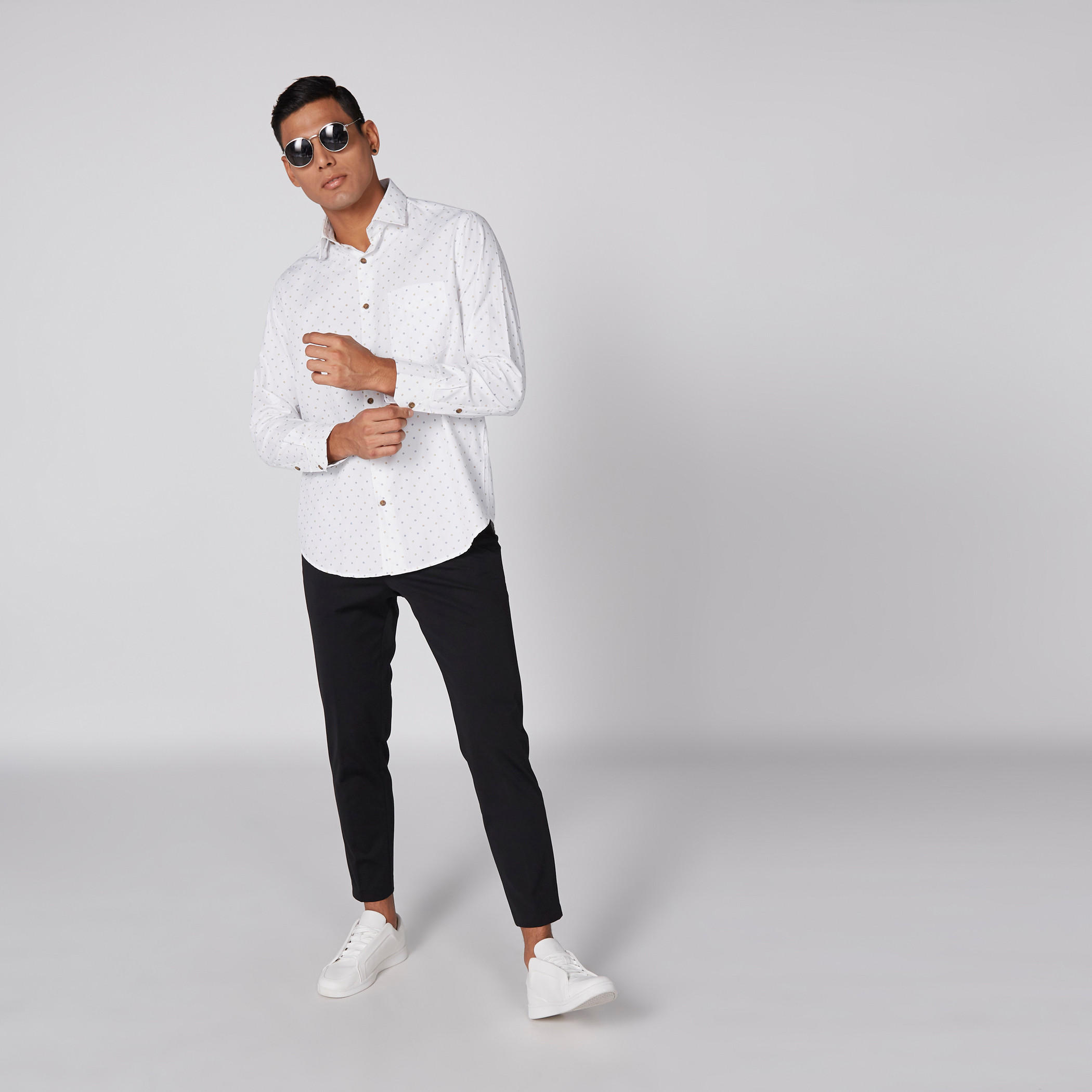 Printed Shirt with Long Sleeves and Complete Placket-men-clothing-shirts-image-1
