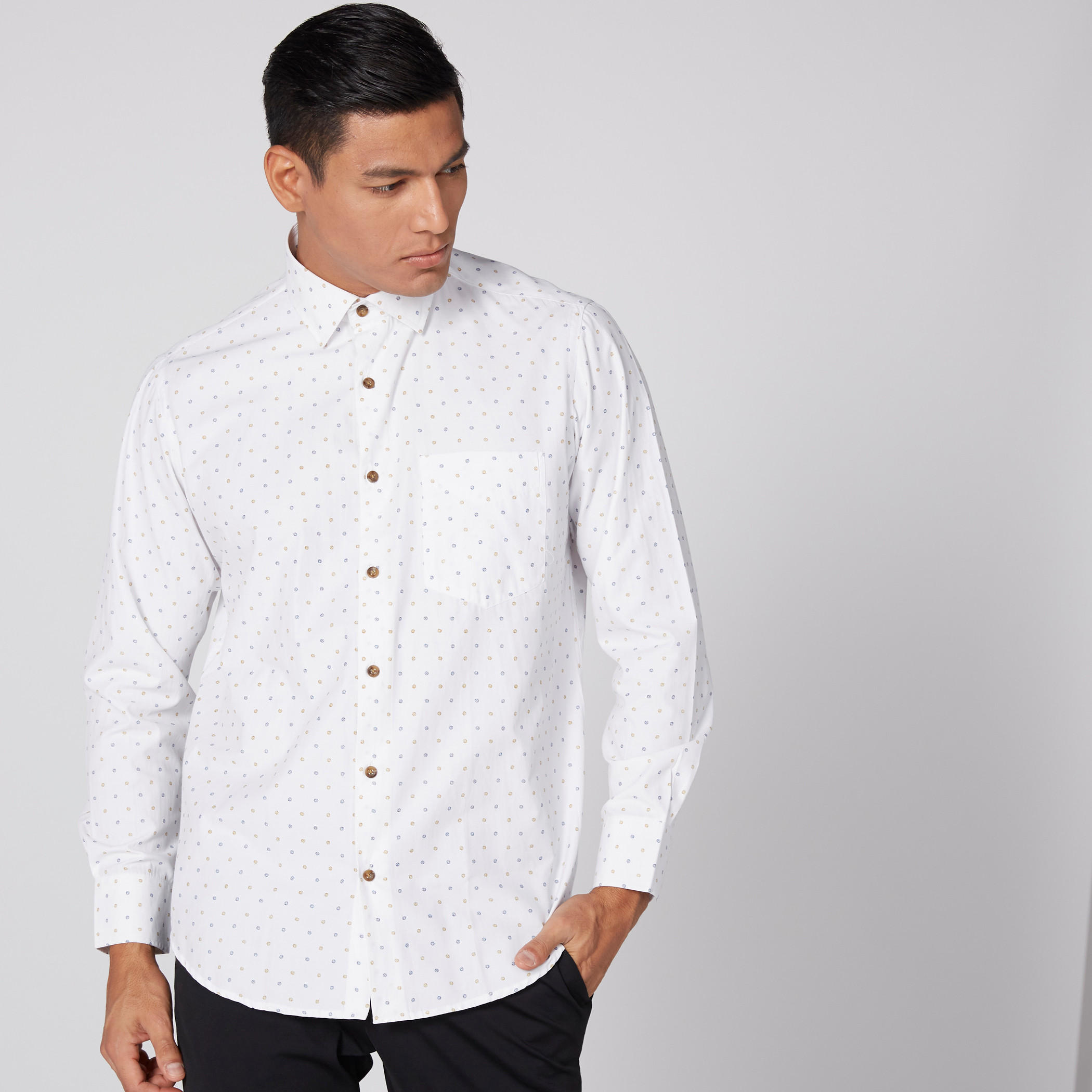 Printed Shirt with Long Sleeves and Complete Placket-men-clothing-shirts-image-2