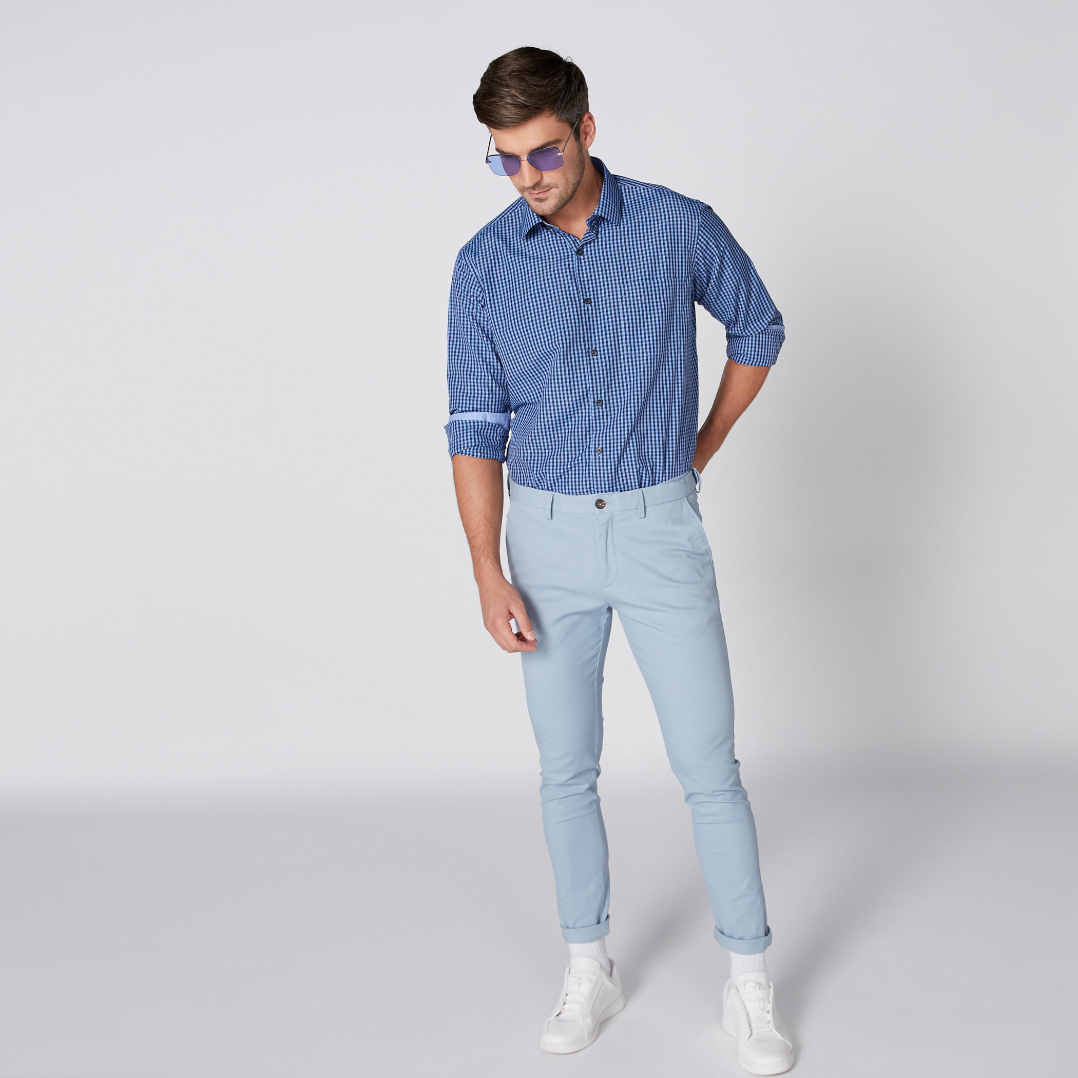 قميص كاروهات بأكمام طويلة وأزرار-men-clothing-shirts-image-1