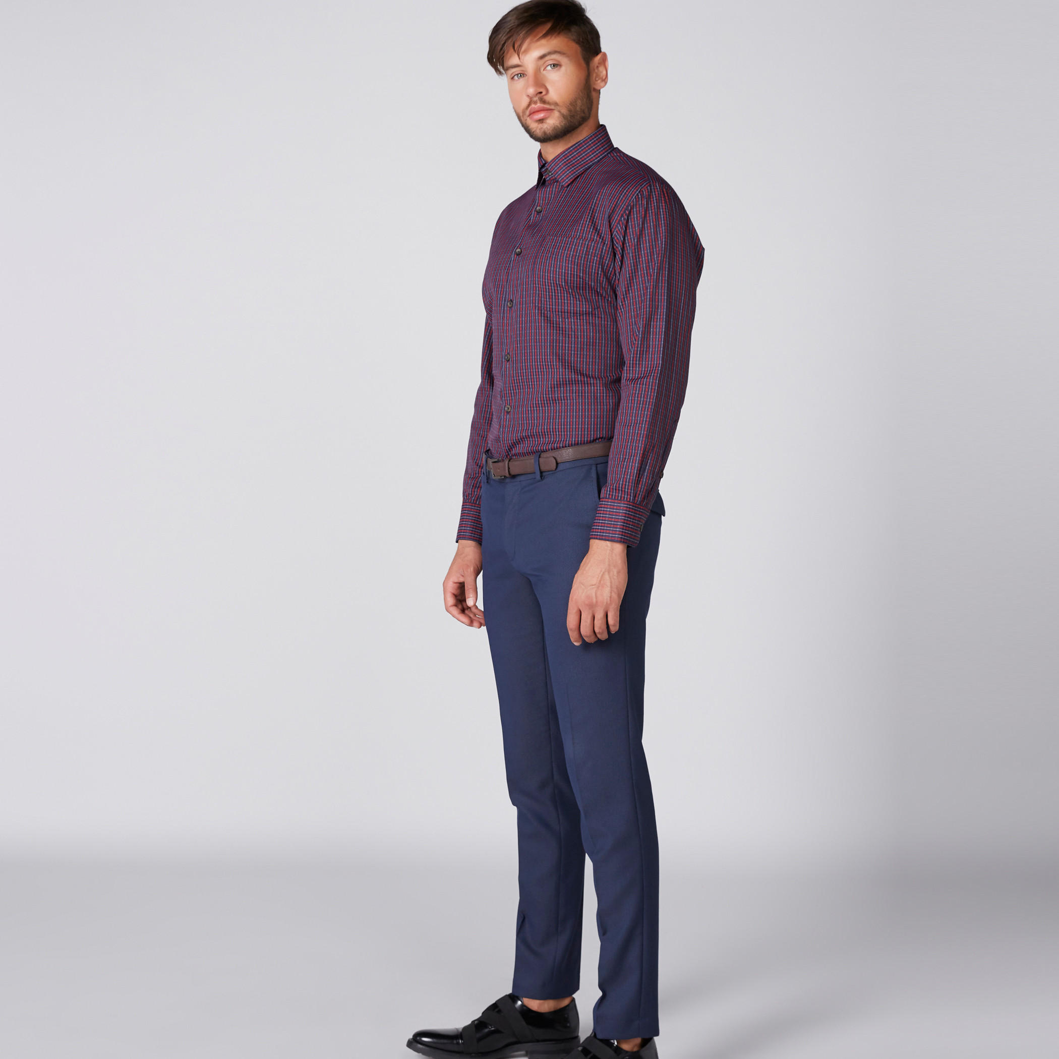 قميص كاروهات بأكمام طويلة وأزرار-men-clothing-shirts-image-1