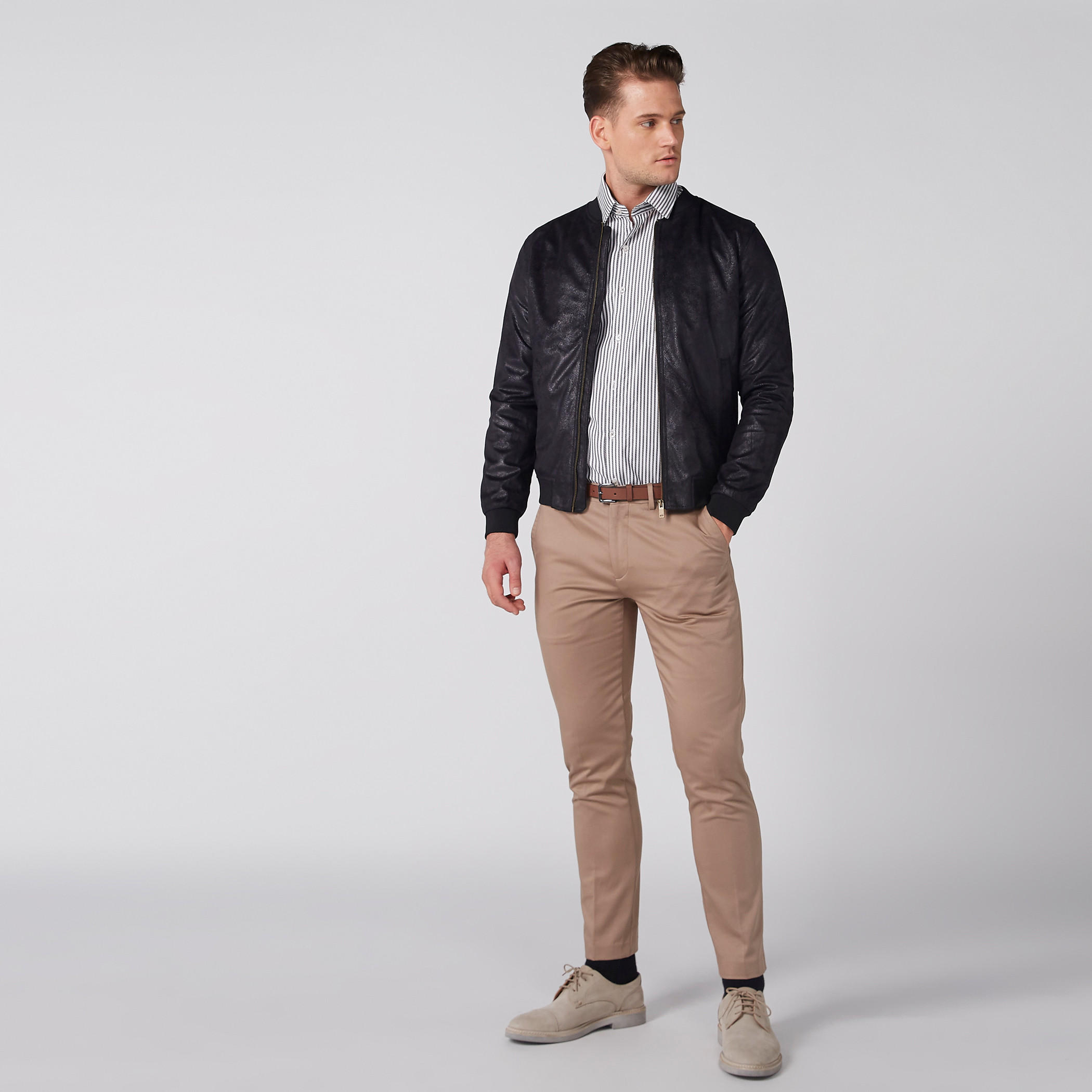 قميص مخطط سهل الكي بأكمام طويلة وأزرار-men-clothing-shirts-image-2