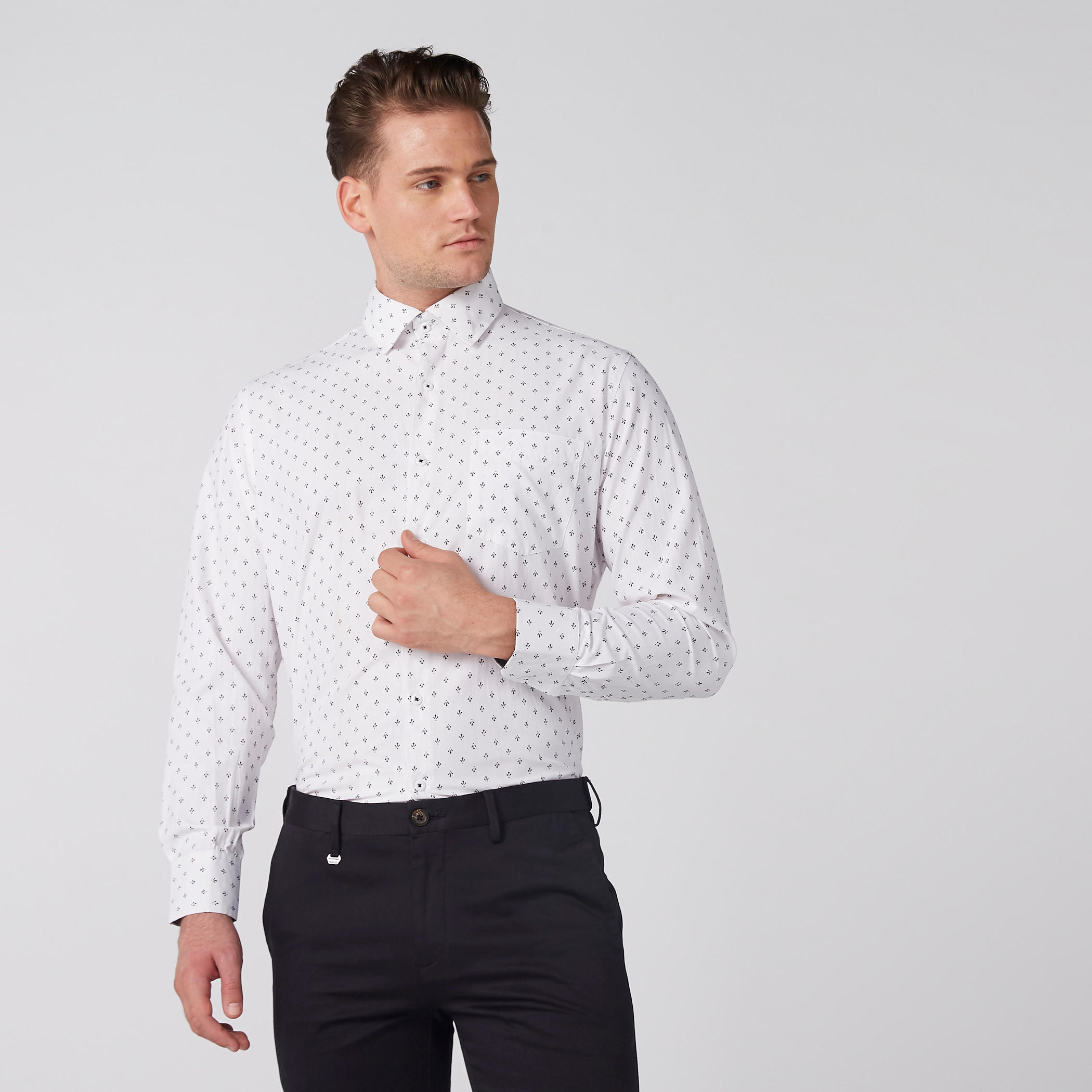 Easy Iron Printed Shirt with Long Sleeves and Complete Placket-men-clothing-shirts-image-1