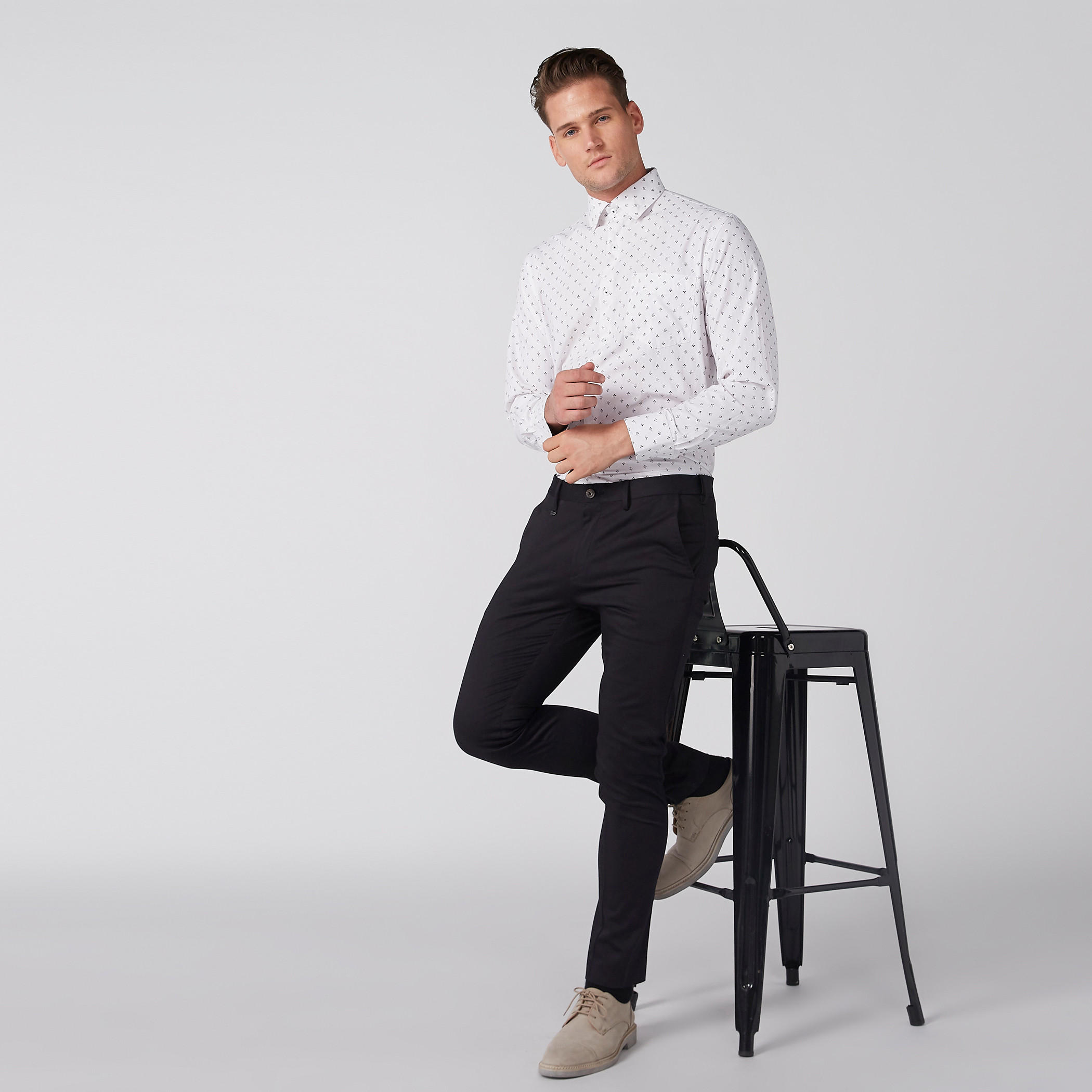 Easy Iron Printed Shirt with Long Sleeves and Complete Placket-men-clothing-shirts-image-2