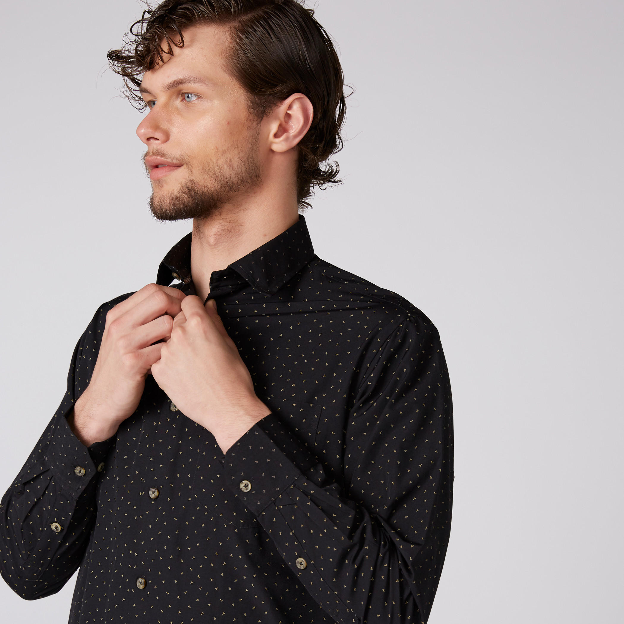 Easy Iron Printed Shirt with Long Sleeves and Complete Placket-men-clothing-shirts-image-3