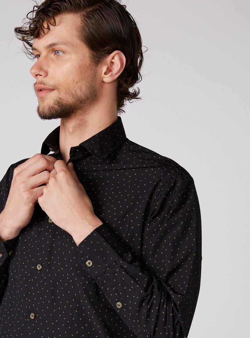 Easy Iron Printed Shirt with Long Sleeves and Complete Placket-men-clothing-shirts-image-3