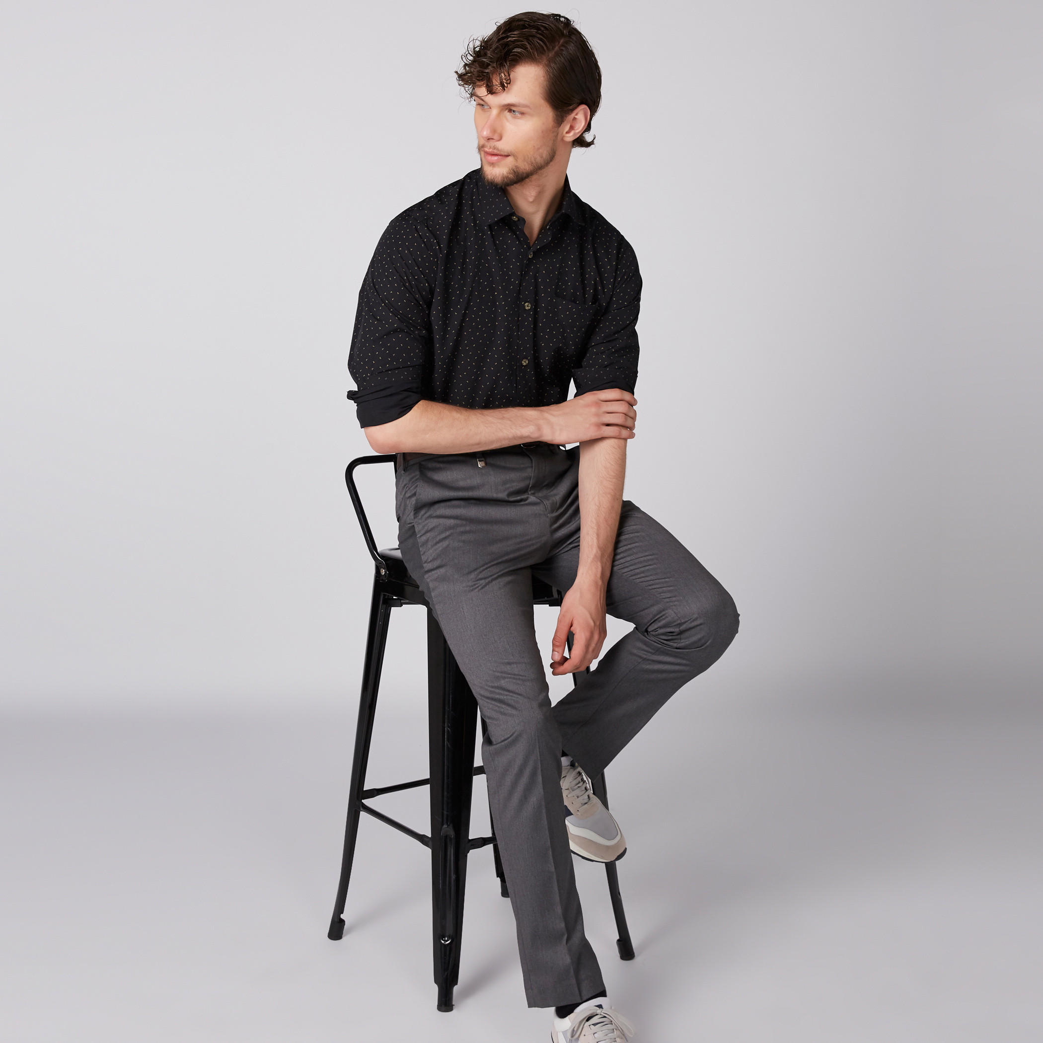 Easy Iron Printed Shirt with Long Sleeves and Complete Placket-men-clothing-shirts-image-4