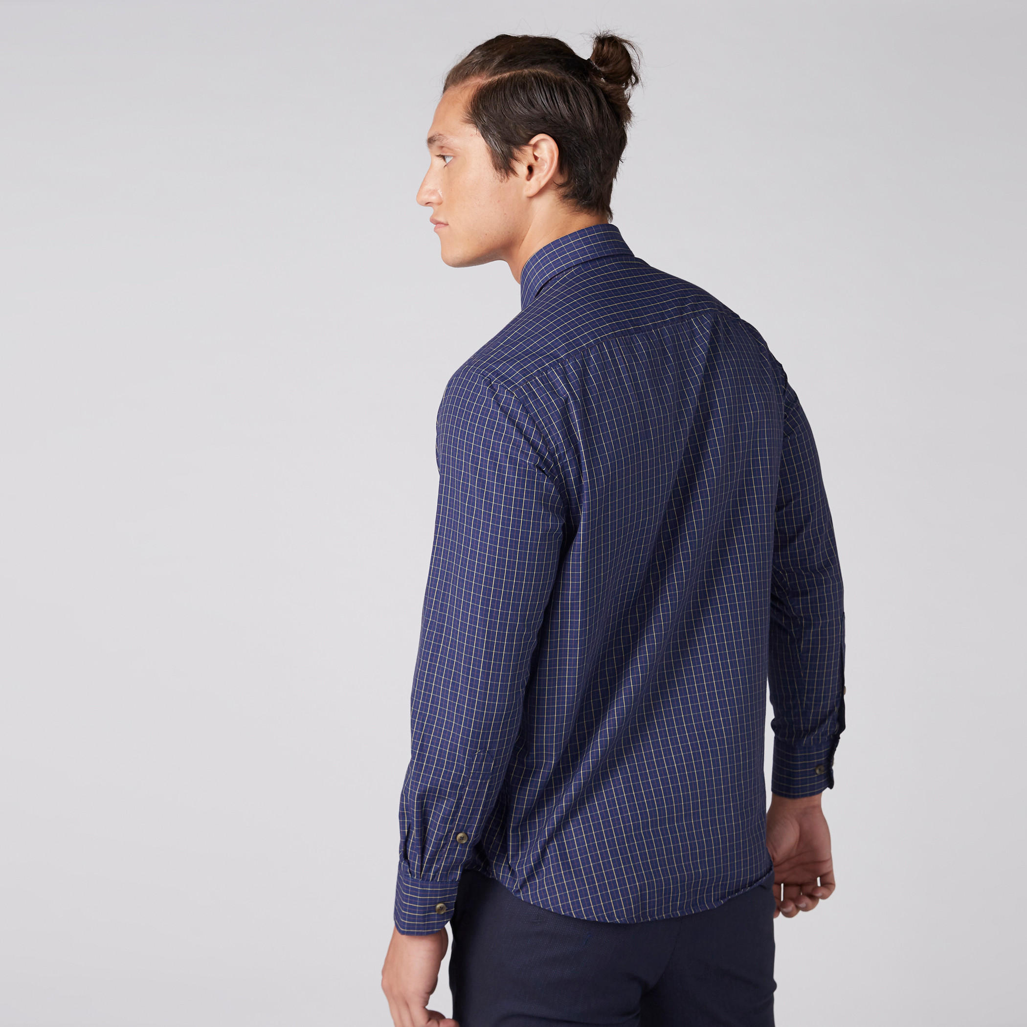 قميص مربعات سهل الكي بأكمام طويلة وأزرار-men-clothing-shirts-image-3