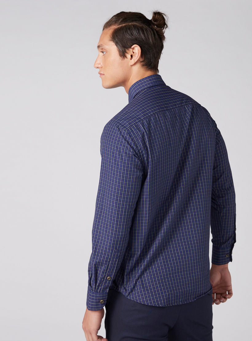 قميص مربعات سهل الكي بأكمام طويلة وأزرار-men-clothing-shirts-image-3