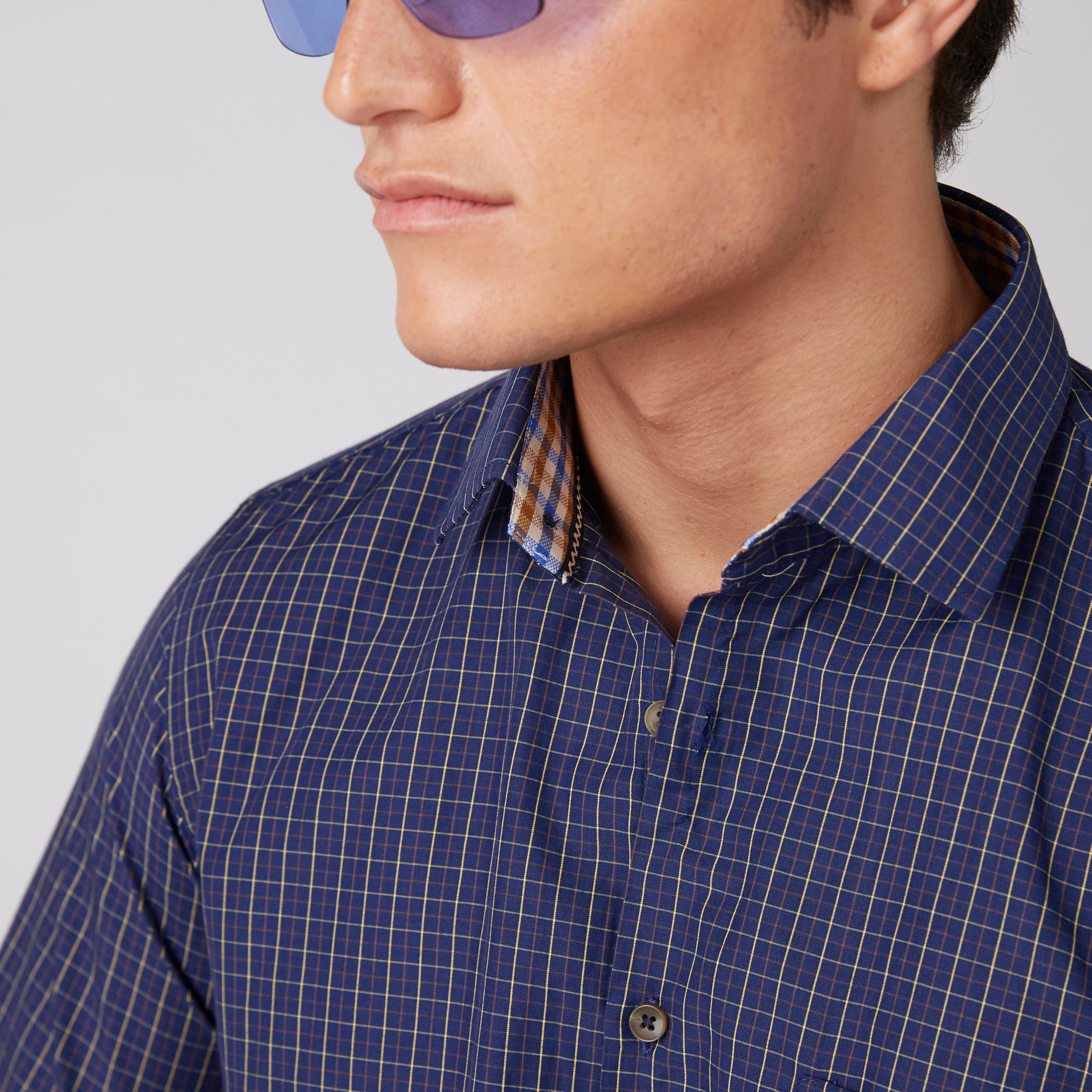 قميص مربعات سهل الكي بأكمام طويلة وأزرار-men-clothing-shirts-image-1