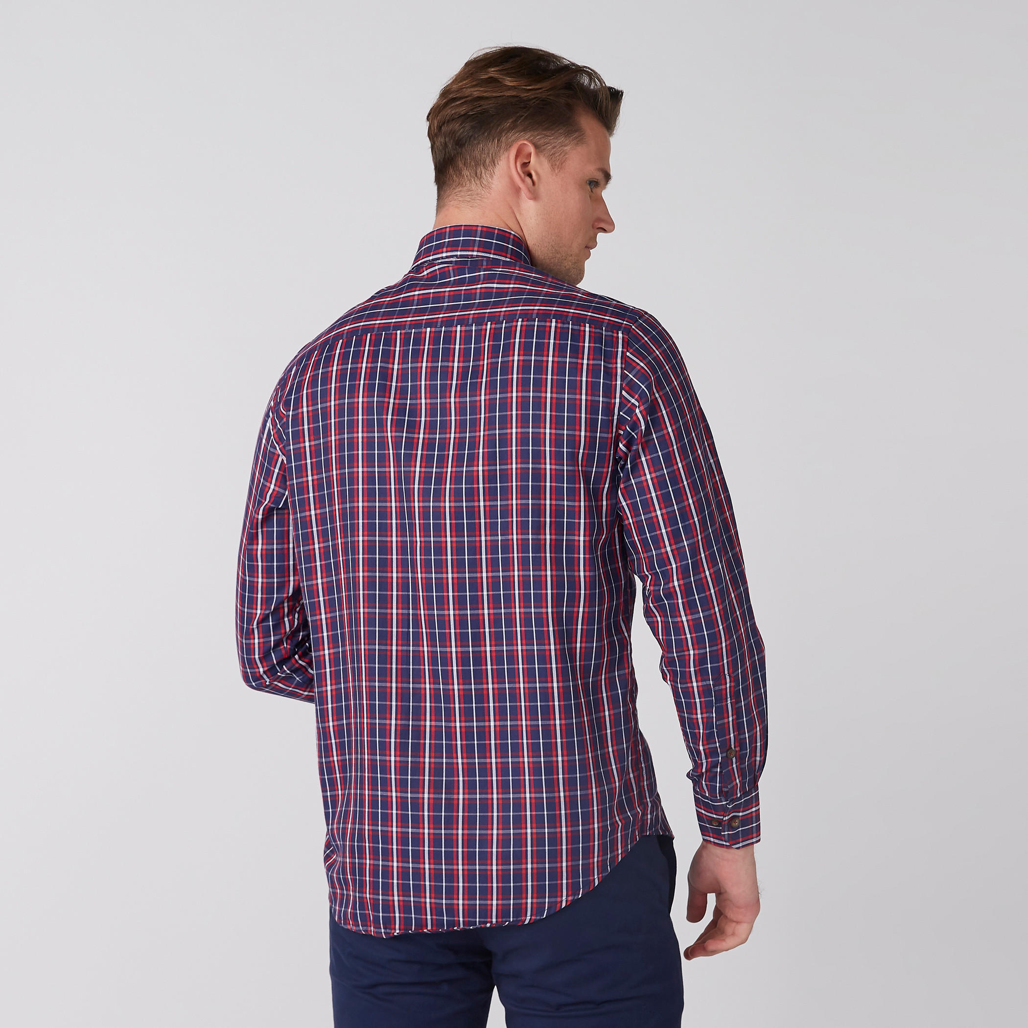 قميص مربعات سهل الكي بأكمام طويلة وأزرار-men-clothing-shirts-image-4
