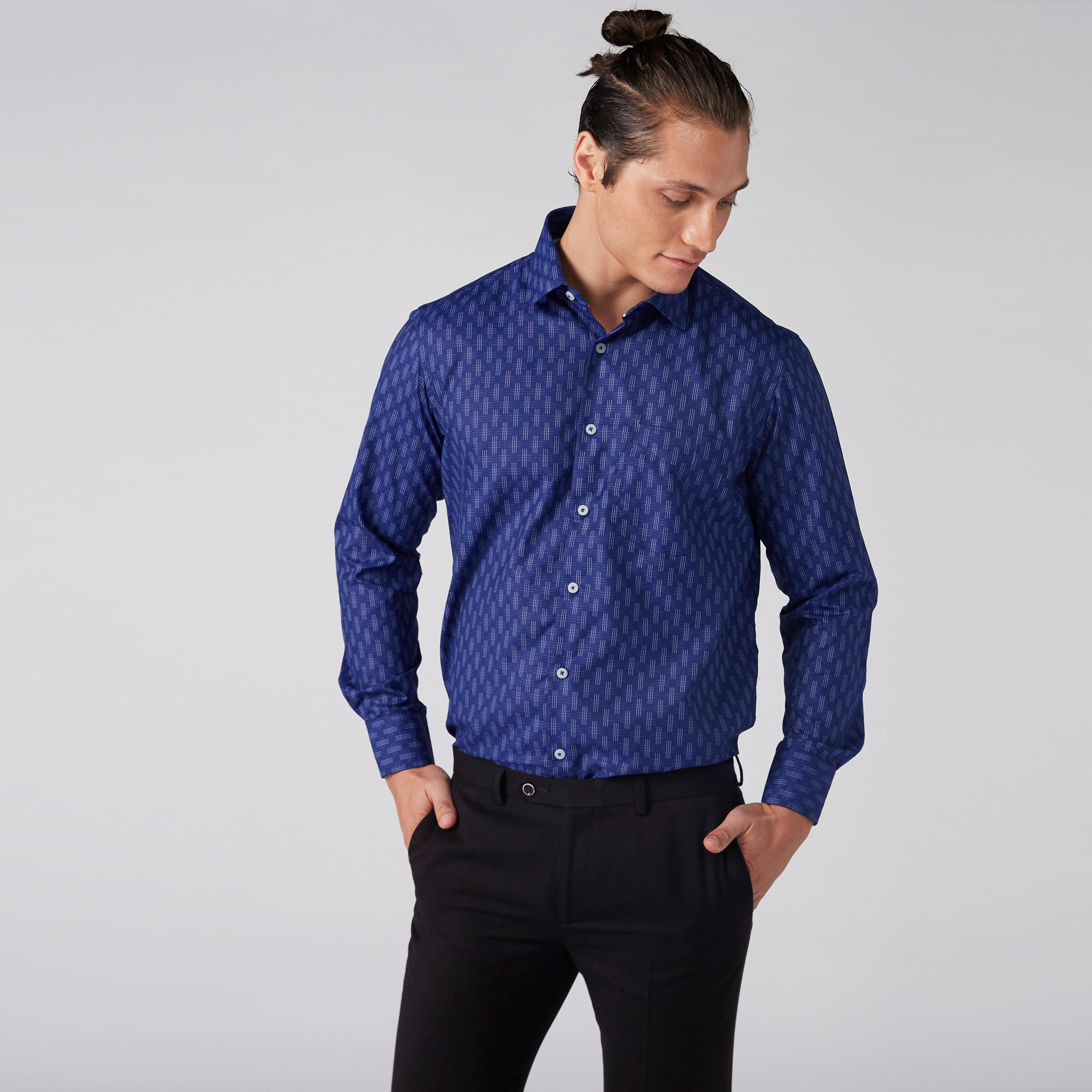 Easy Iron Printed Shirt with Long Sleeves and Complete Placket-men-clothing-shirts-image-1