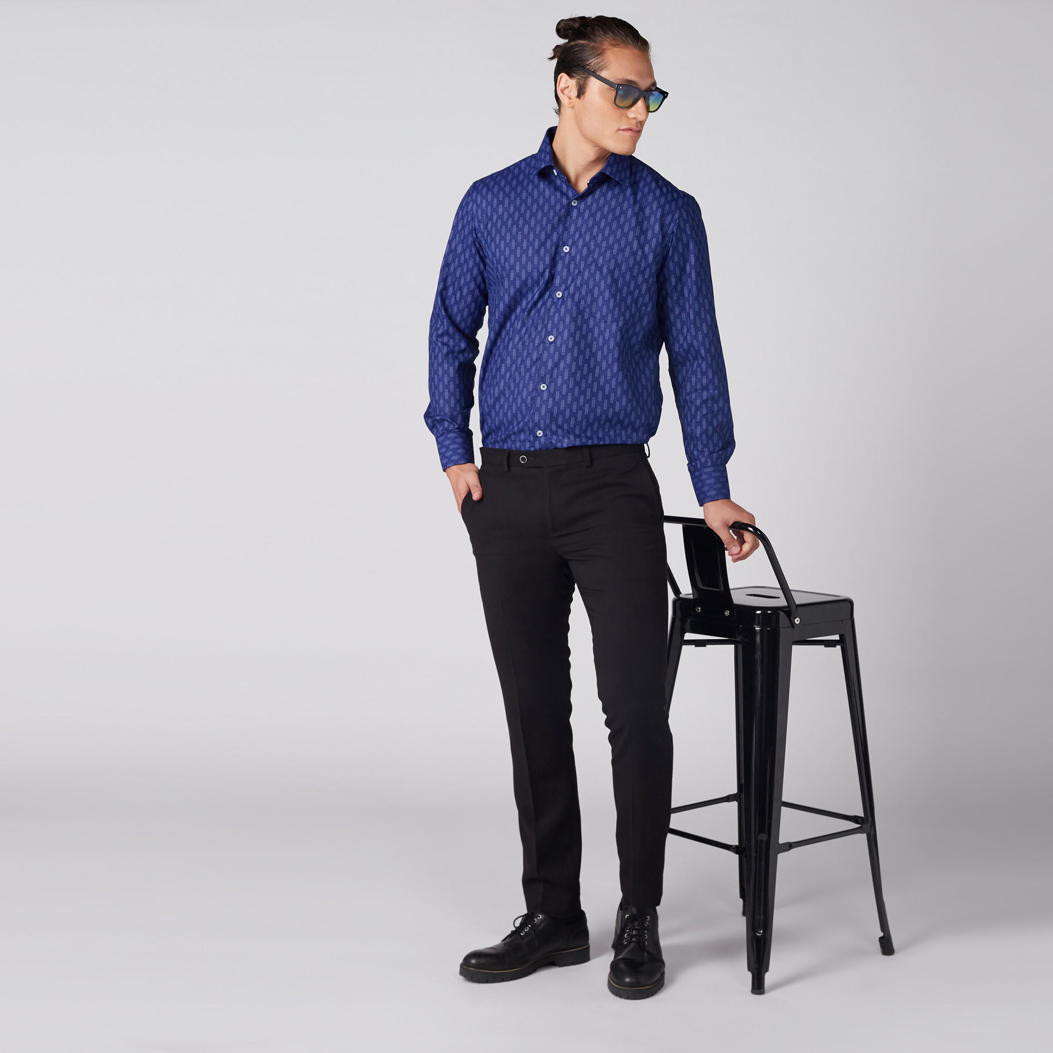 Easy Iron Printed Shirt with Long Sleeves and Complete Placket-men-clothing-shirts-image-3