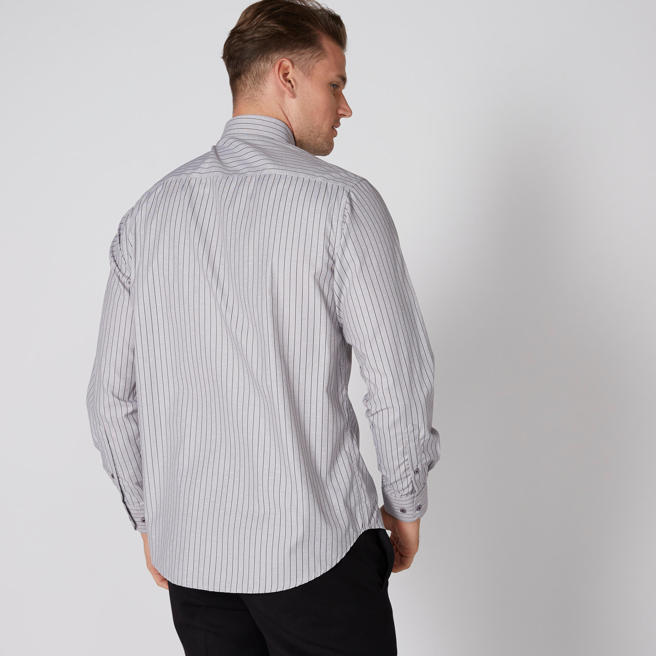 قميص مخطط سهل الكي بأكمام كاملة أزرار-men-clothing-shirts-image-2