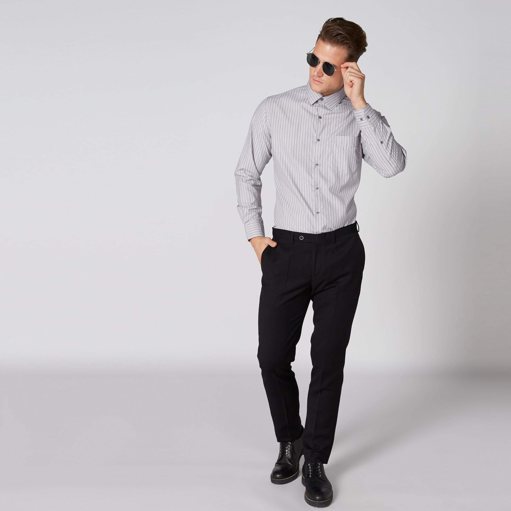 قميص مخطط سهل الكي بأكمام كاملة أزرار-men-clothing-shirts-image-3