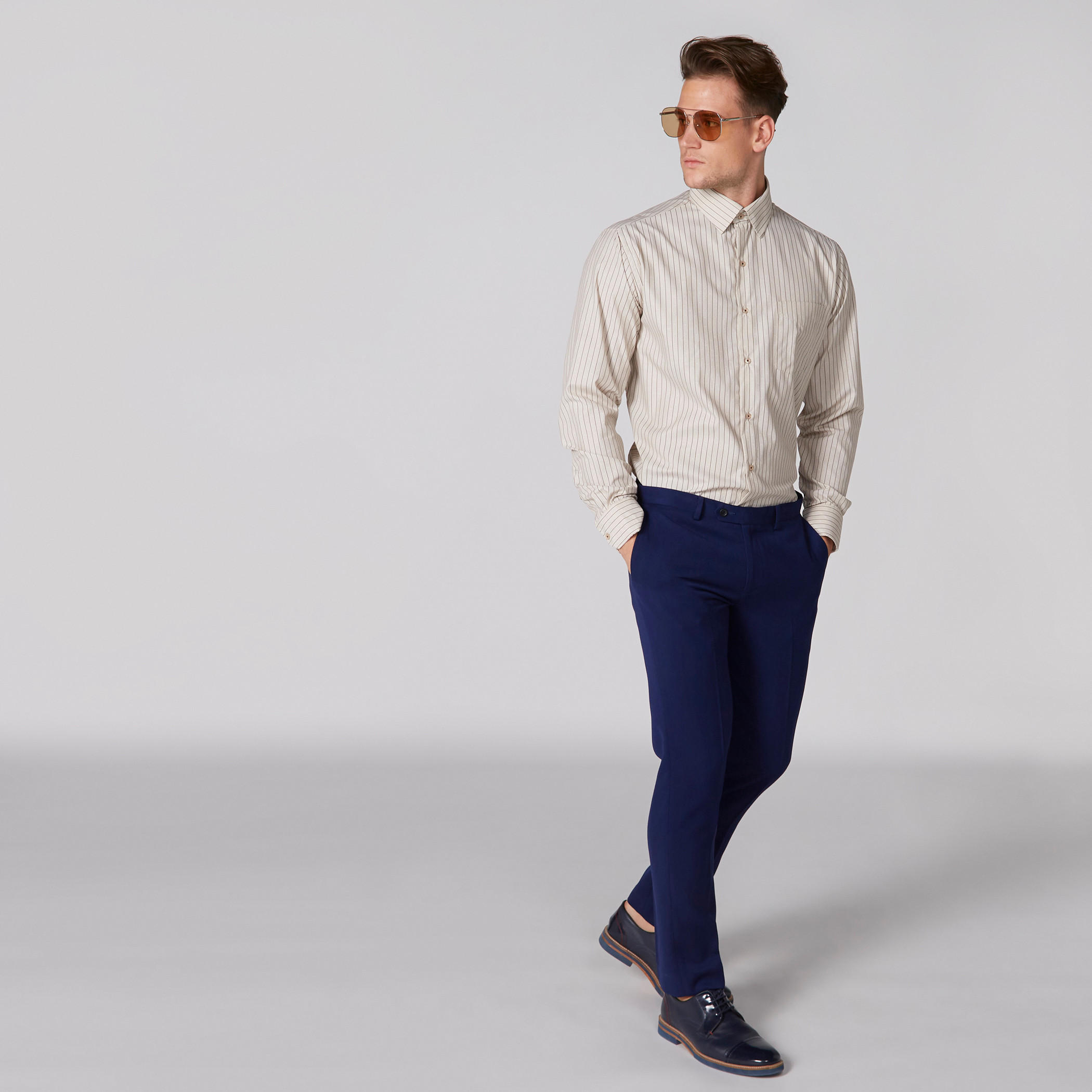 قميص مخطط سهل الكي بأكمام طويلة وأزرار-men-clothing-shirts-image-3