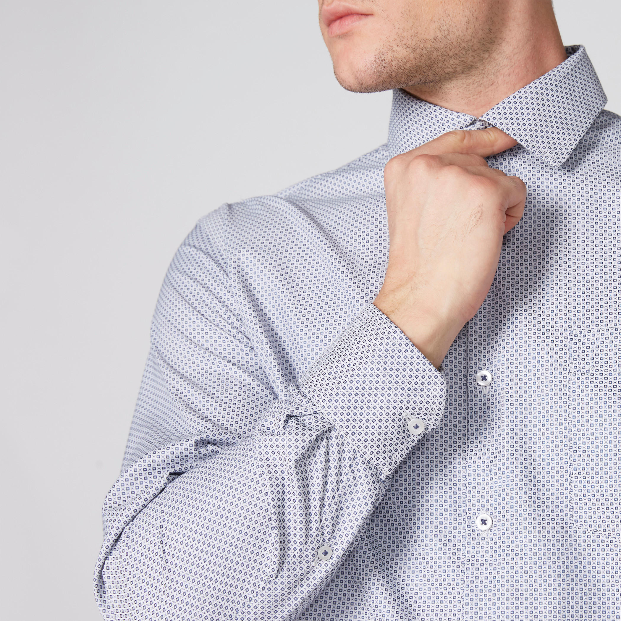 Easy Iron Textured Shirt with Long Sleeves and Complete Placket-men-clothing-shirts-image-4