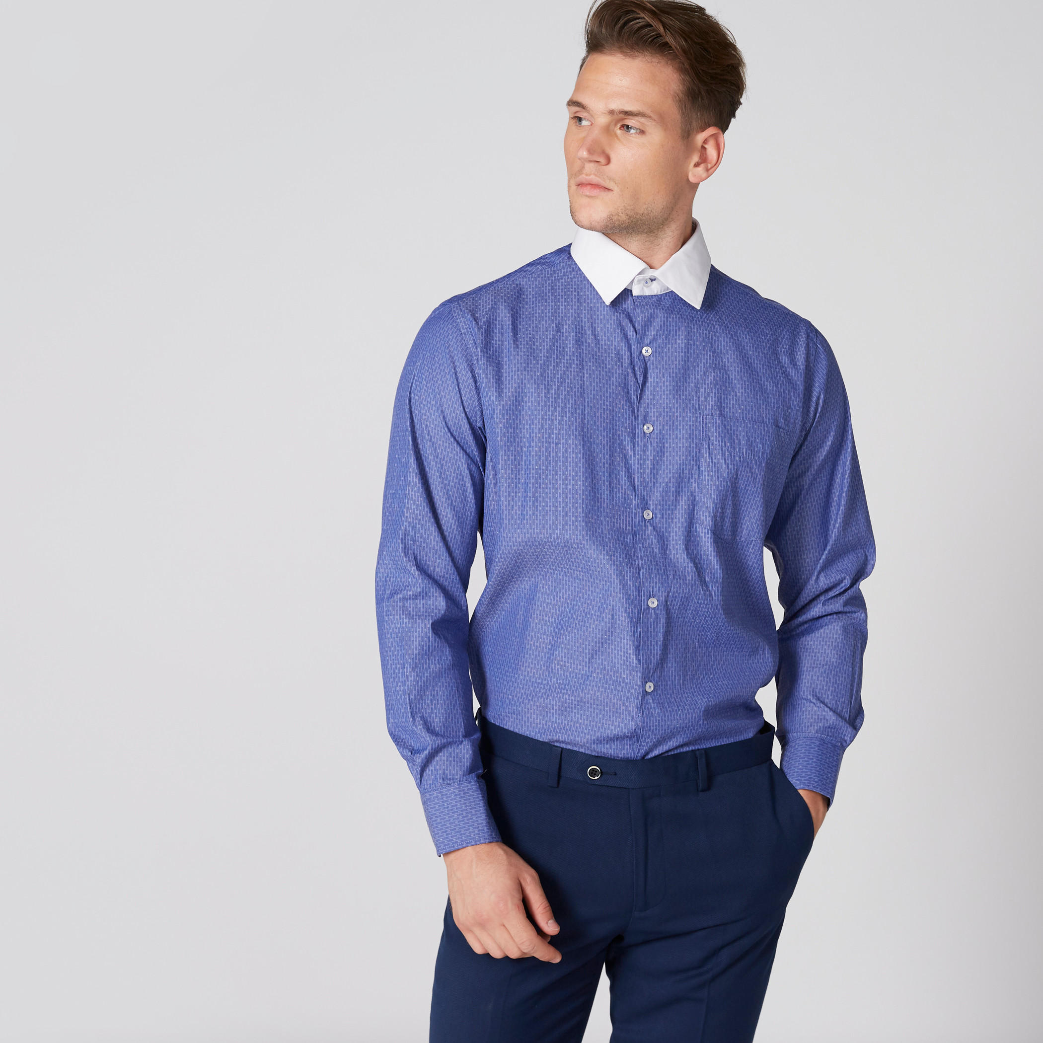Easy Iron Striped Shirt with Long Sleeves and Complete Placket-men-clothing-shirts-image-1