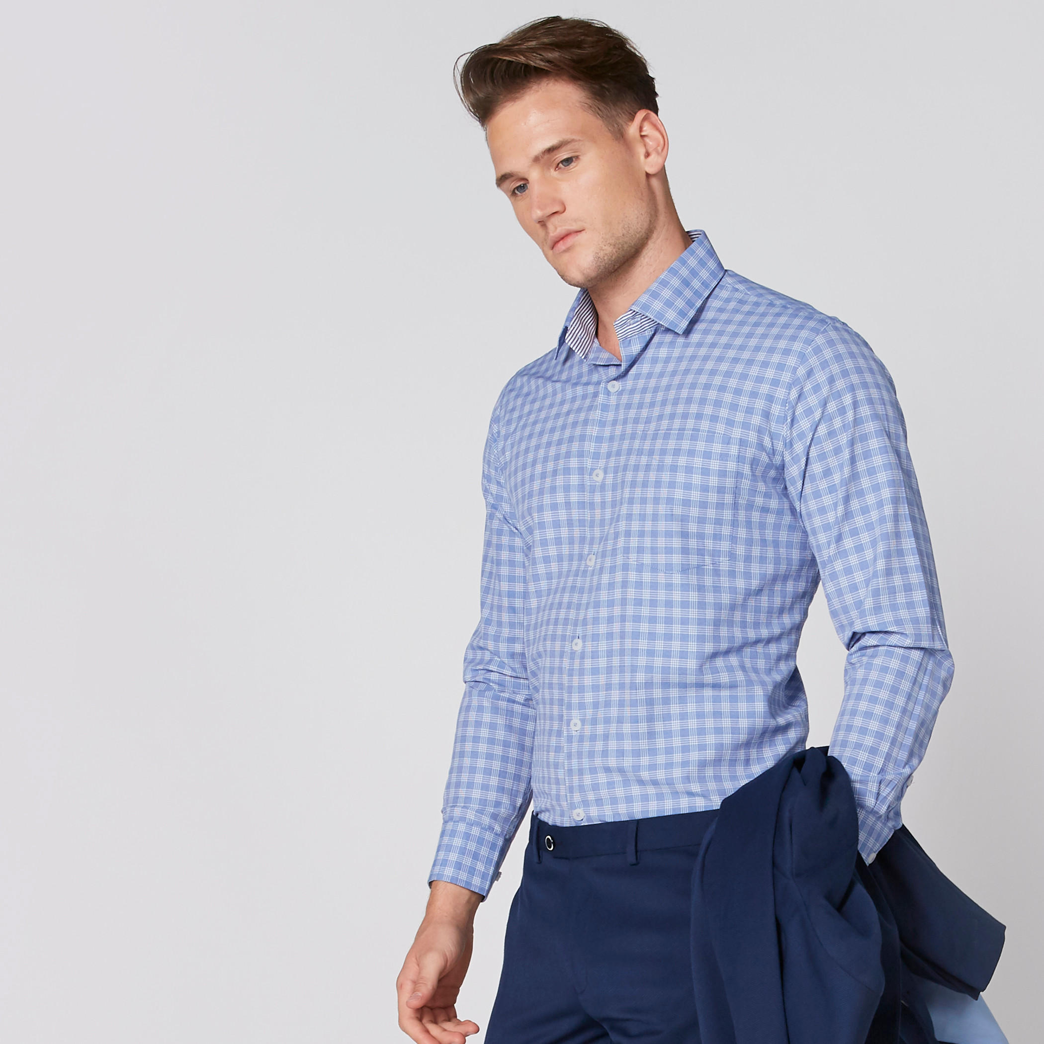 قميص مربعات سهل الكي بأكمام طويلة وأزرار-men-clothing-shirts-image-1