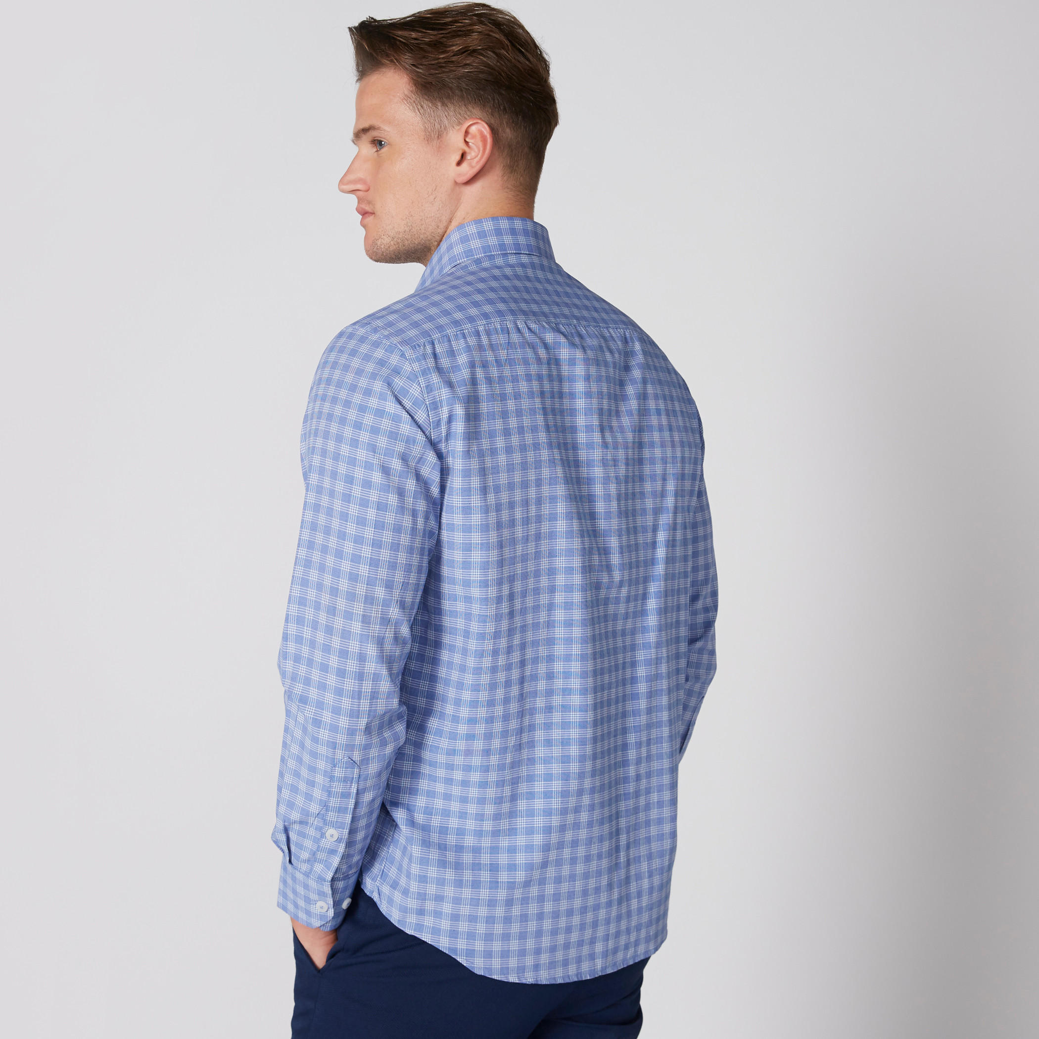 قميص مربعات سهل الكي بأكمام طويلة وأزرار-men-clothing-shirts-image-2