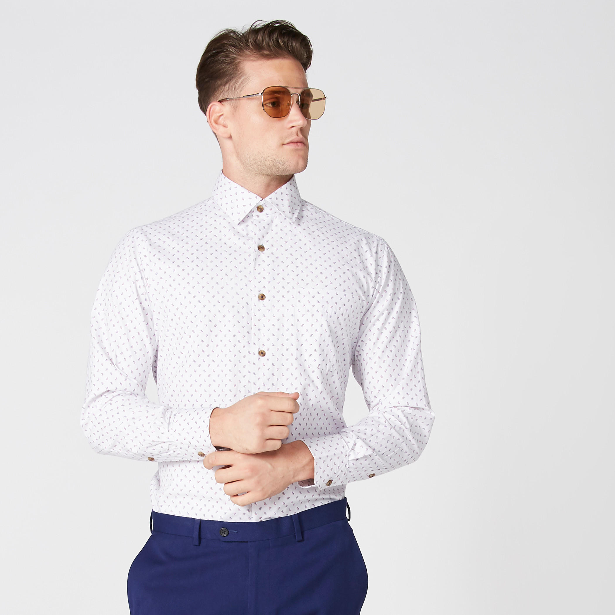 Easy Iron Printed Shirt with Long Sleeves and Complete Placket-men-clothing-shirts-image-1
