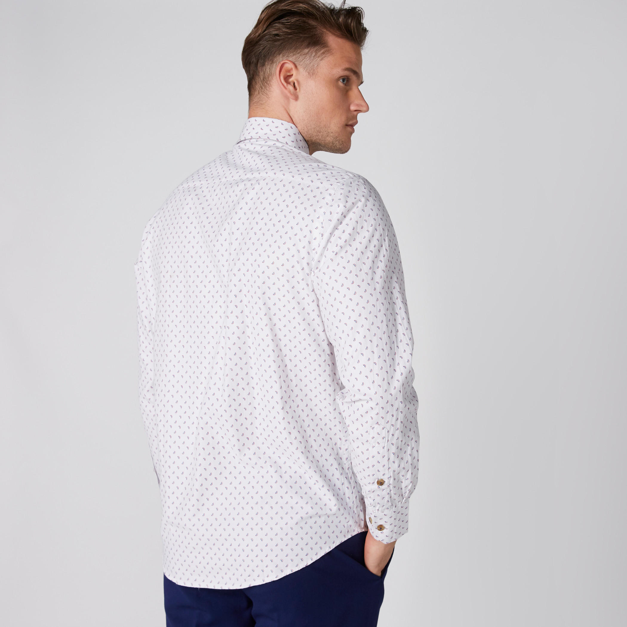 Easy Iron Printed Shirt with Long Sleeves and Complete Placket-men-clothing-shirts-image-2