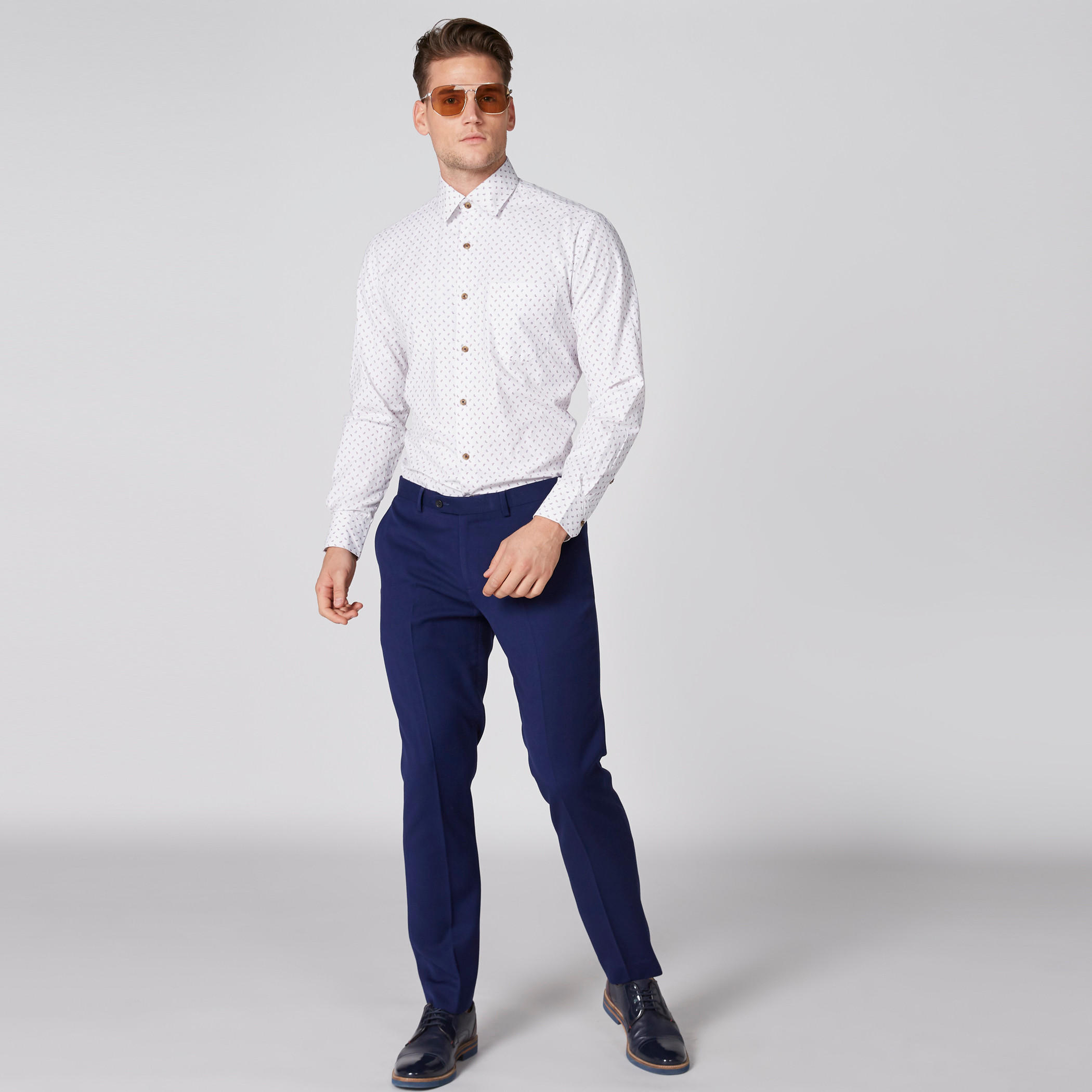 Easy Iron Printed Shirt with Long Sleeves and Complete Placket-men-clothing-shirts-image-3