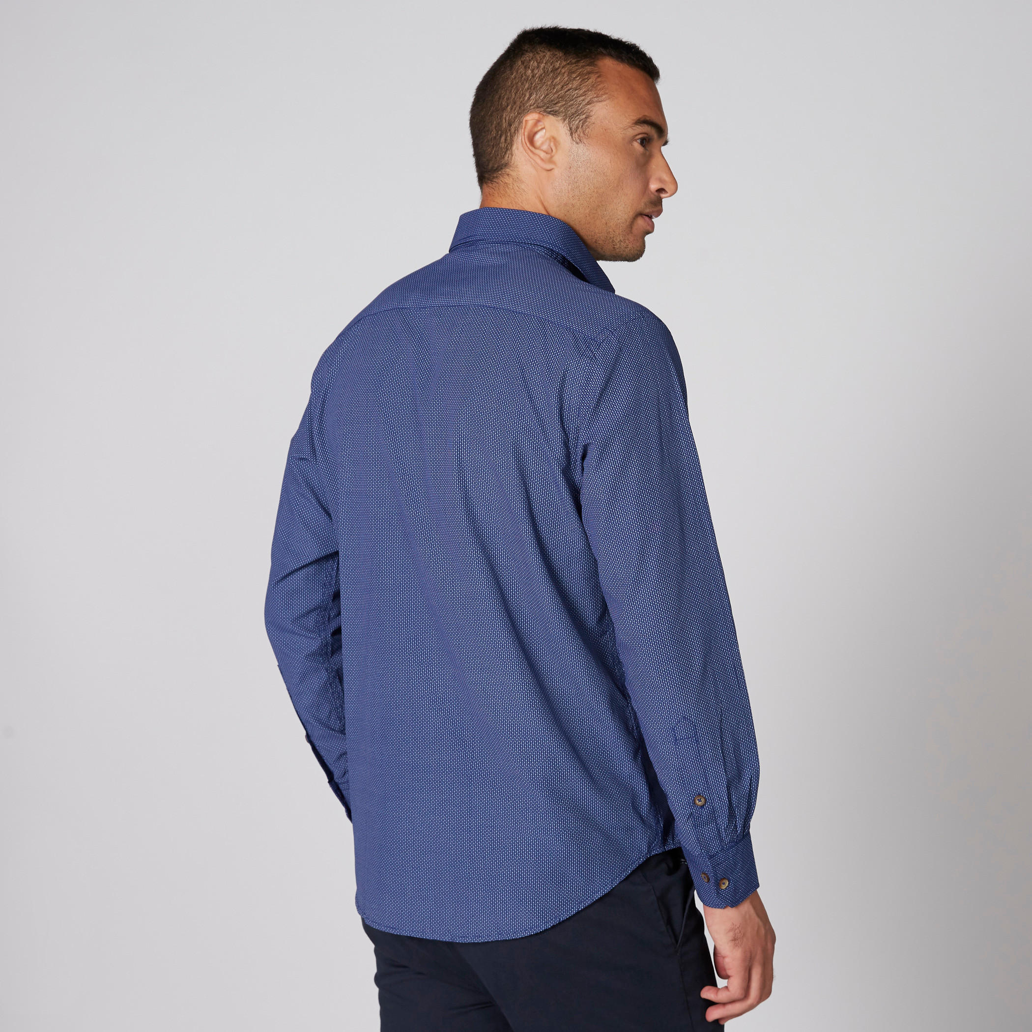 Easy Iron Textured Shirt with Long Sleeves and Complete Placket-men-clothing-shirts-image-1