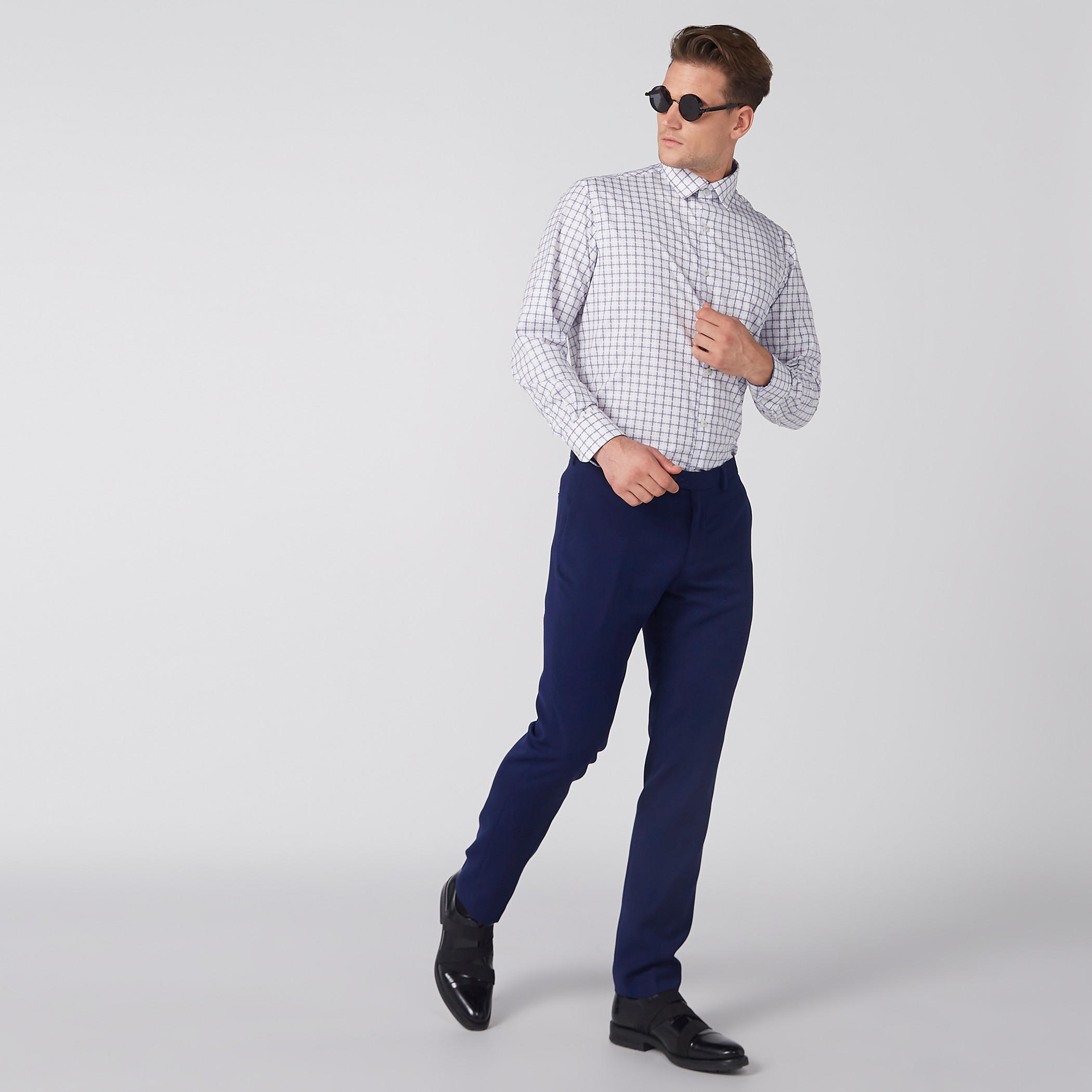 Easy Iron Checked Shirt with Long Sleeves and Complete Placket-men-clothing-shirts-image-2