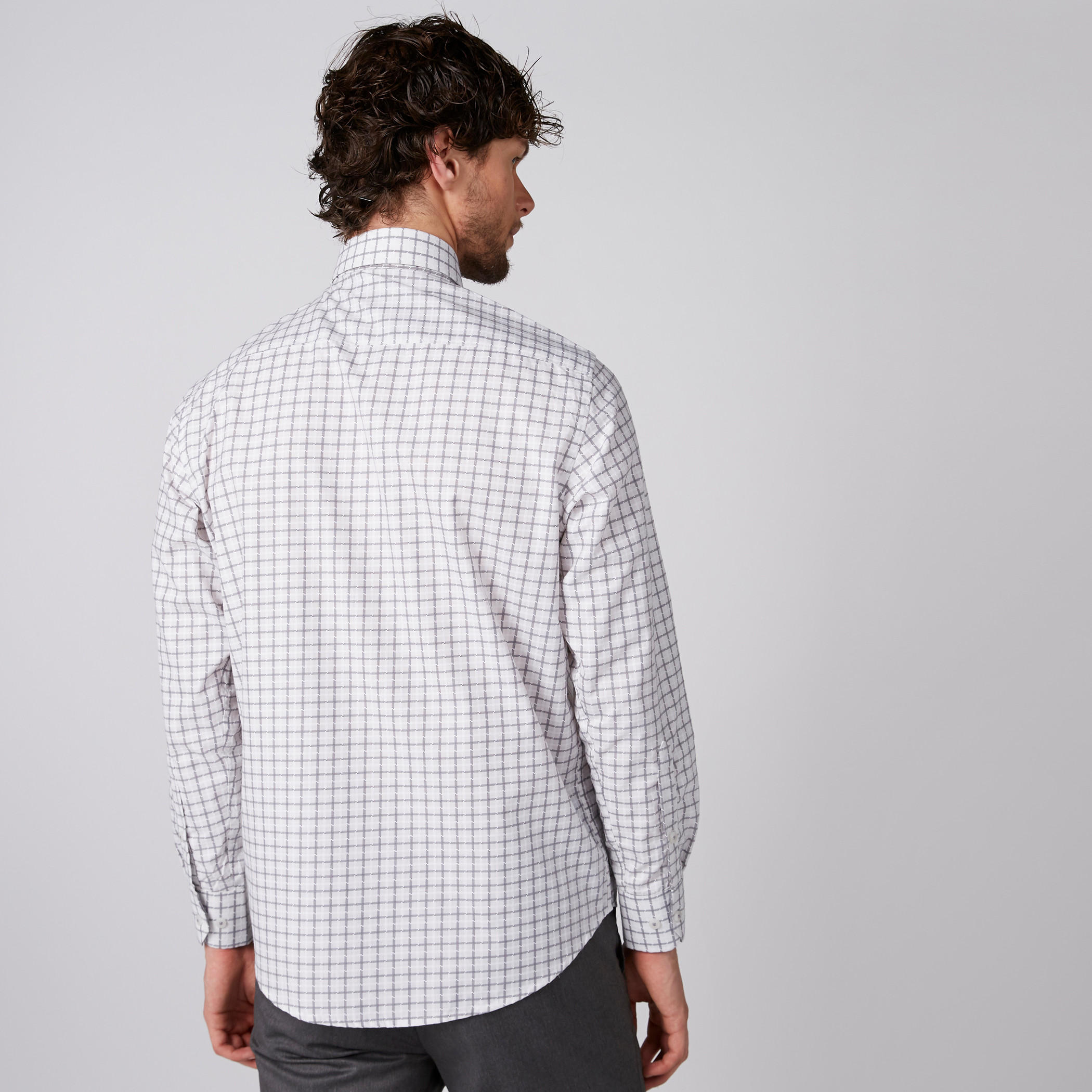Easy Iron Checked Shirt with Long Sleeves and Complete Placket-men-clothing-shirts-image-4