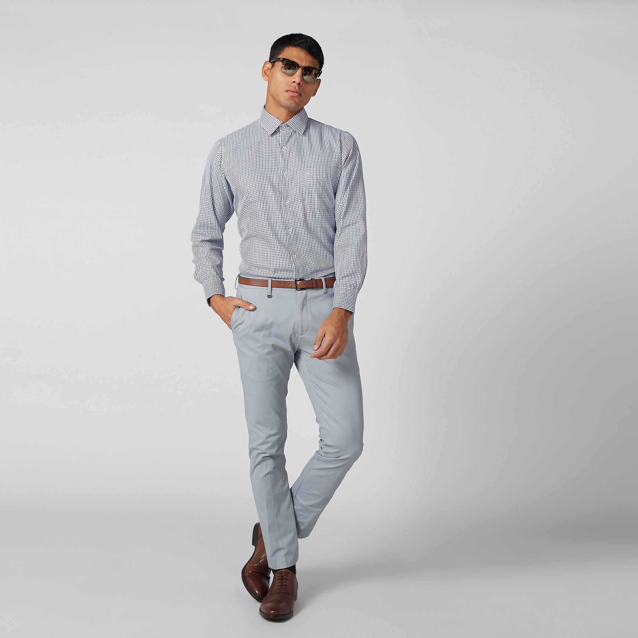 Easy Iron Checked Shirt with Long Sleeves and Complete Placket-men-clothing-shirts-image-2