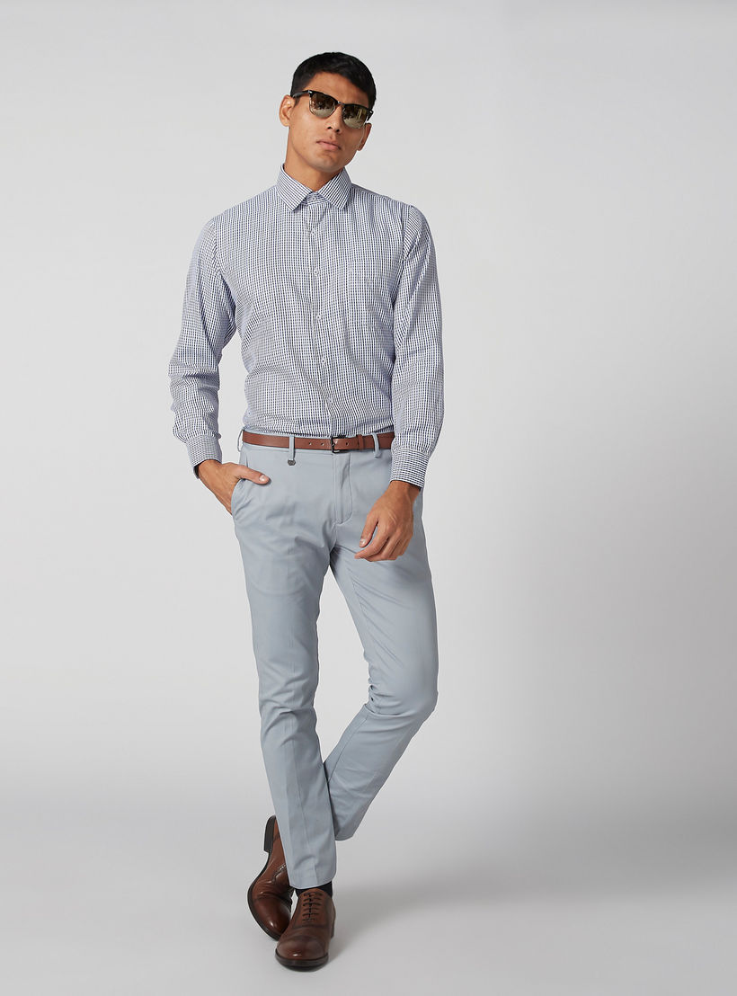 Easy Iron Checked Shirt with Long Sleeves and Complete Placket-men-clothing-shirts-image-2