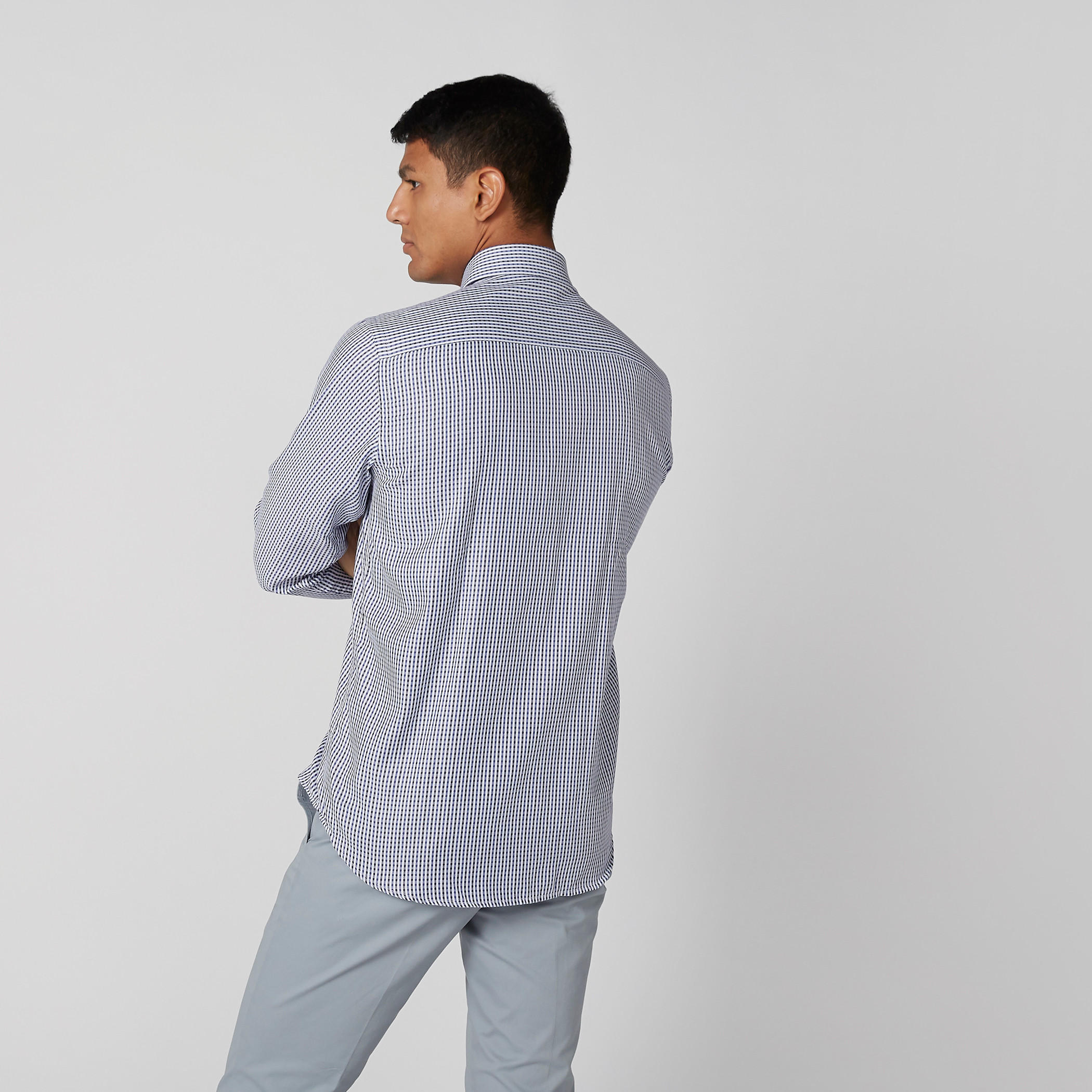 Easy Iron Checked Shirt with Long Sleeves and Complete Placket-men-clothing-shirts-image-3