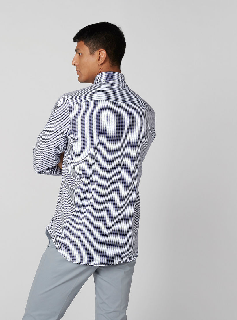 Easy Iron Checked Shirt with Long Sleeves and Complete Placket-men-clothing-shirts-image-3