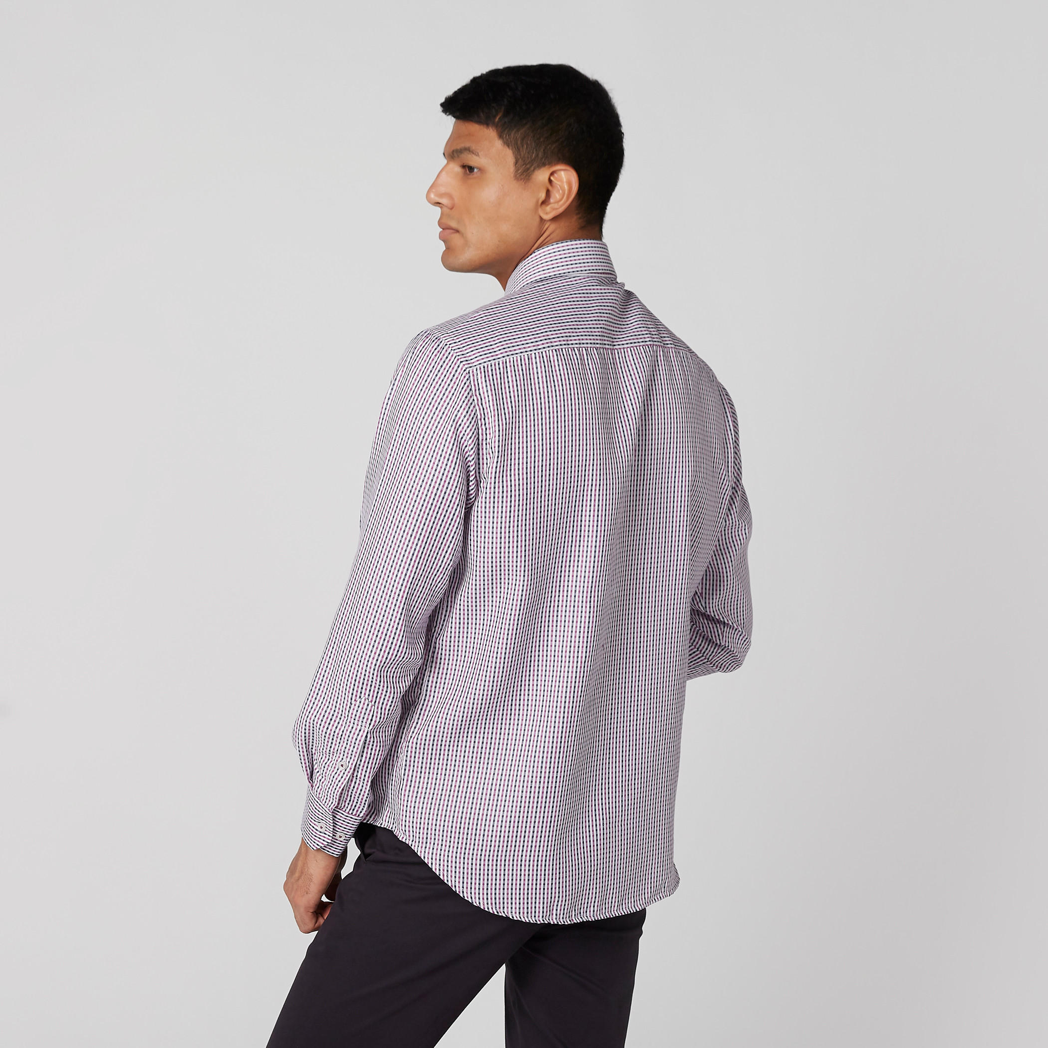 Easy Iron Checked Shirt with Long Sleeves and Complete Placket-men-clothing-shirts-image-5