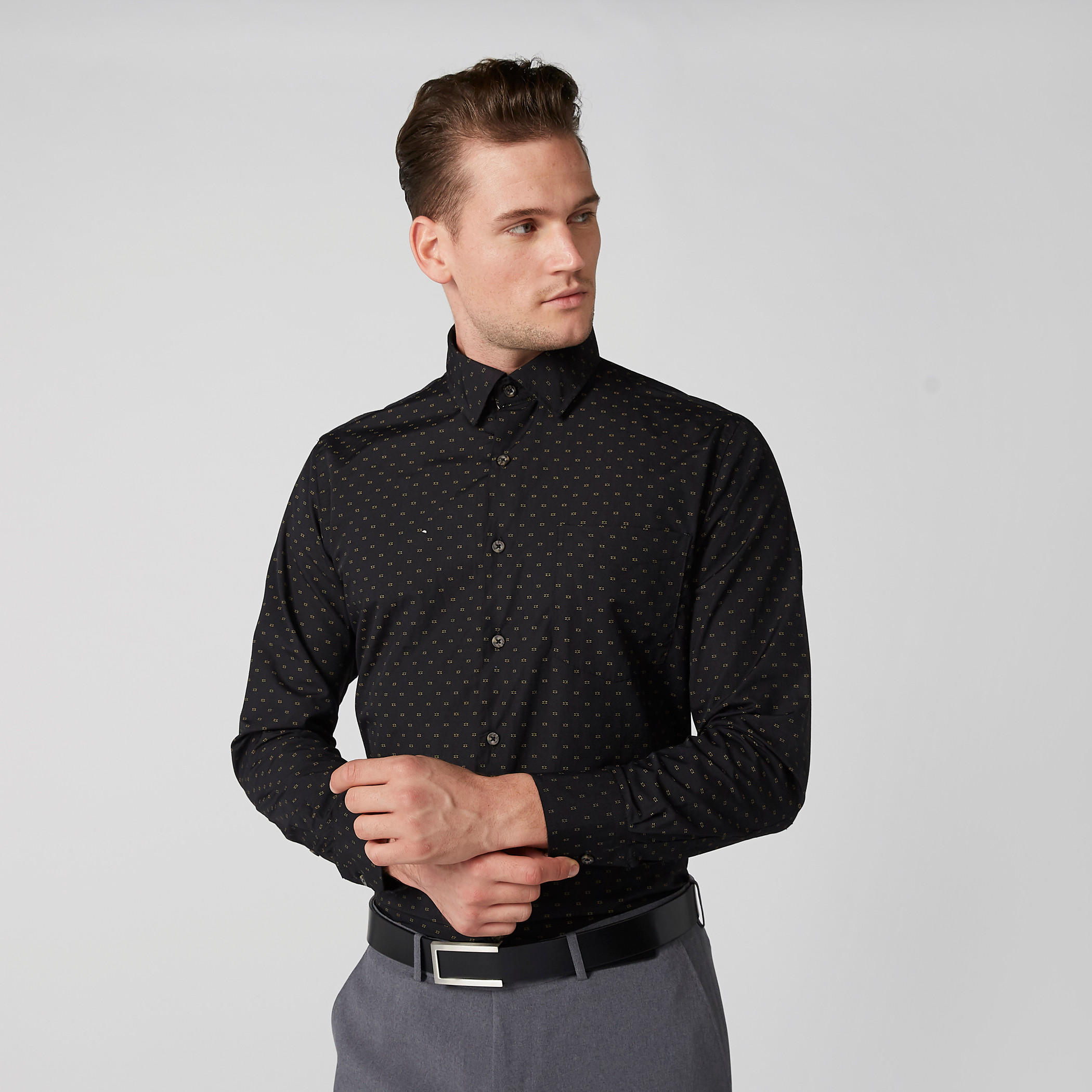 قميص رسمي سهل الكي بأكمام طويلة وطبعات-men-clothing-shirts-image-1