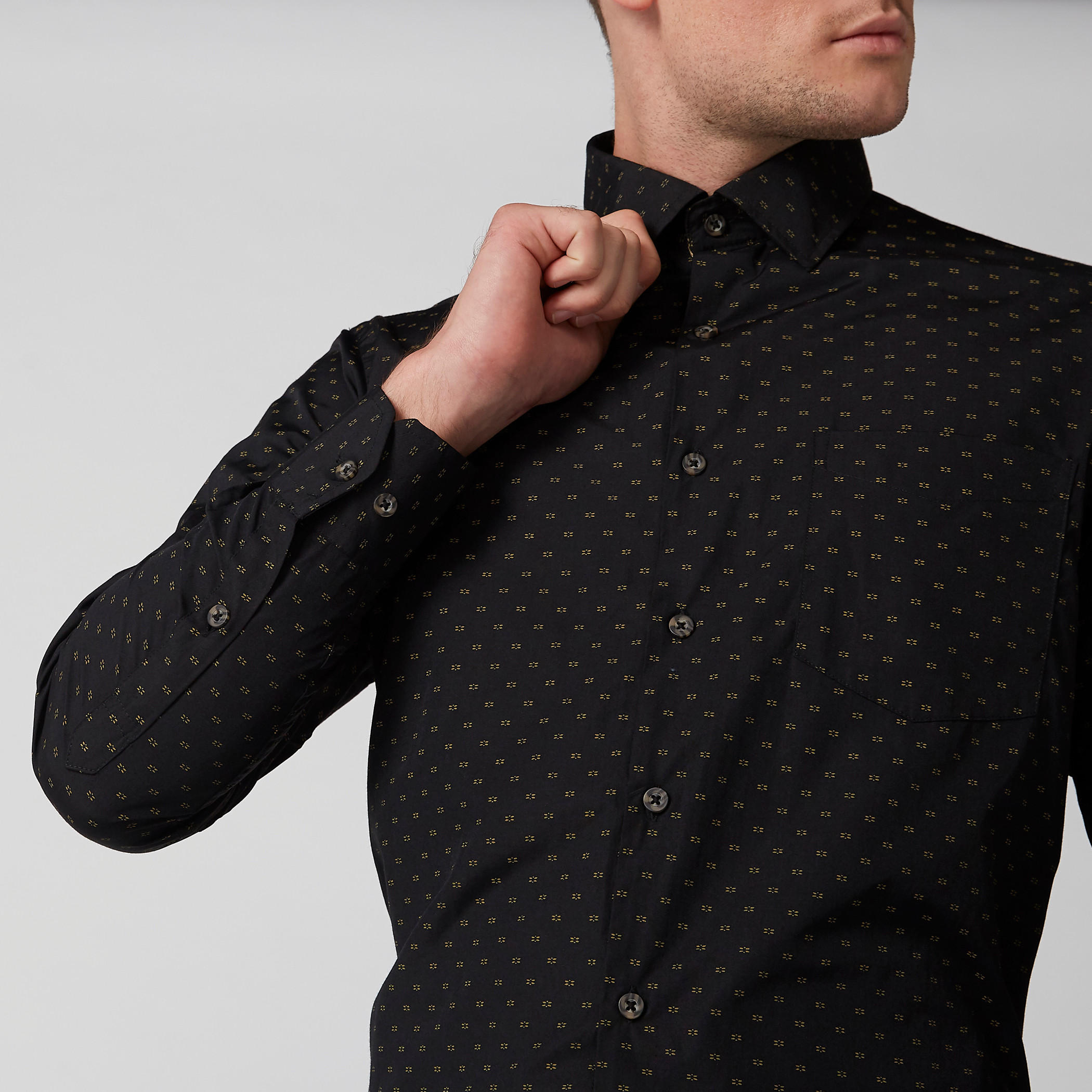 قميص رسمي سهل الكي بأكمام طويلة وطبعات-men-clothing-shirts-image-4
