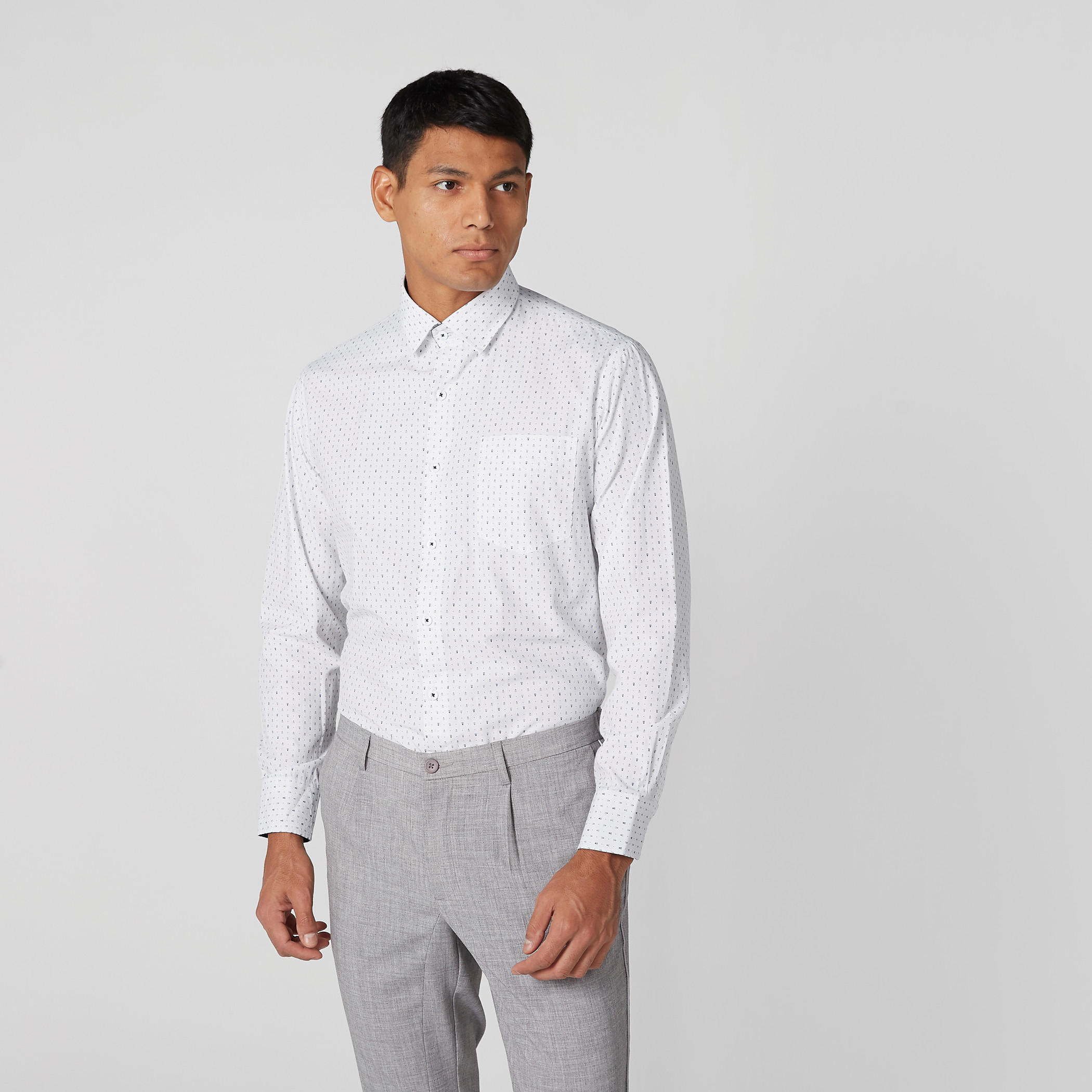Easy Iron Printed Shirt with Long Sleeves and Complete Placket-men-clothing-shirts-image-3
