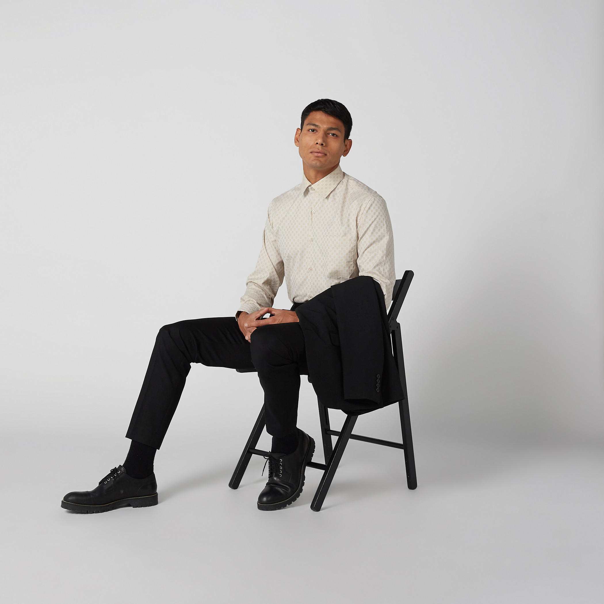 قميص مربعات سهل الكي بأكمام طويلة وأزرار-men-clothing-shirts-image-2