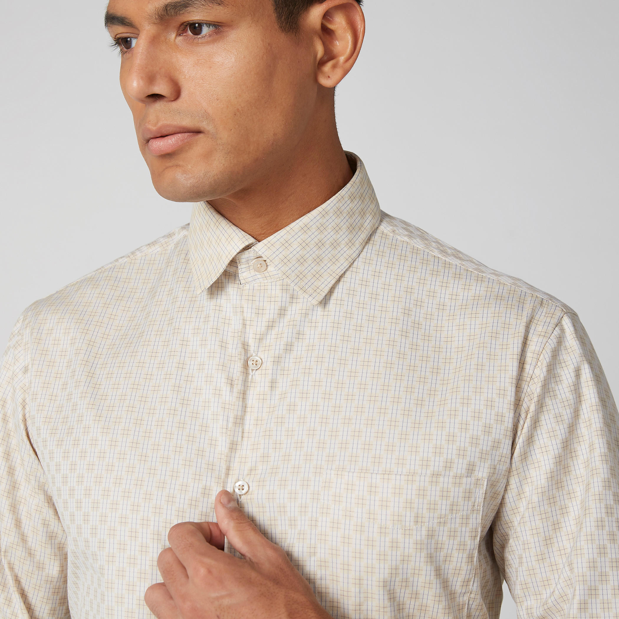 قميص مربعات سهل الكي بأكمام طويلة وأزرار-men-clothing-shirts-image-4