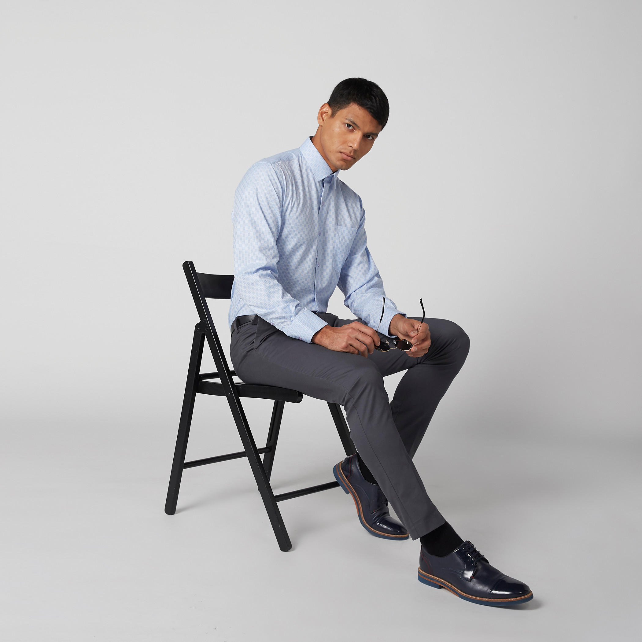 Easy Iron Checked Shirt with Sleeves Placket and Patch Pocket-men-clothing-shirts-image-2